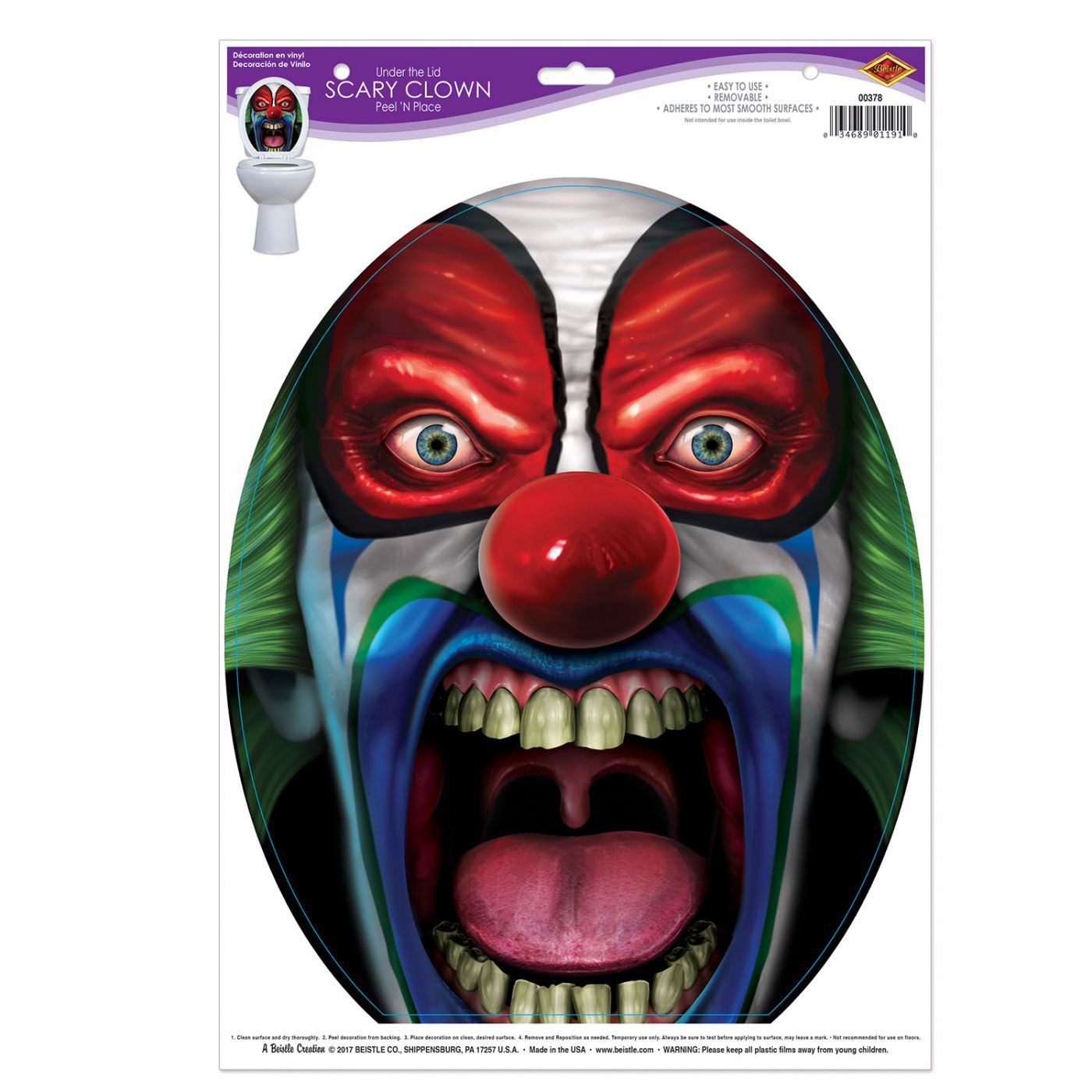 Under The Lid Scary Clown Peel 'N Place image