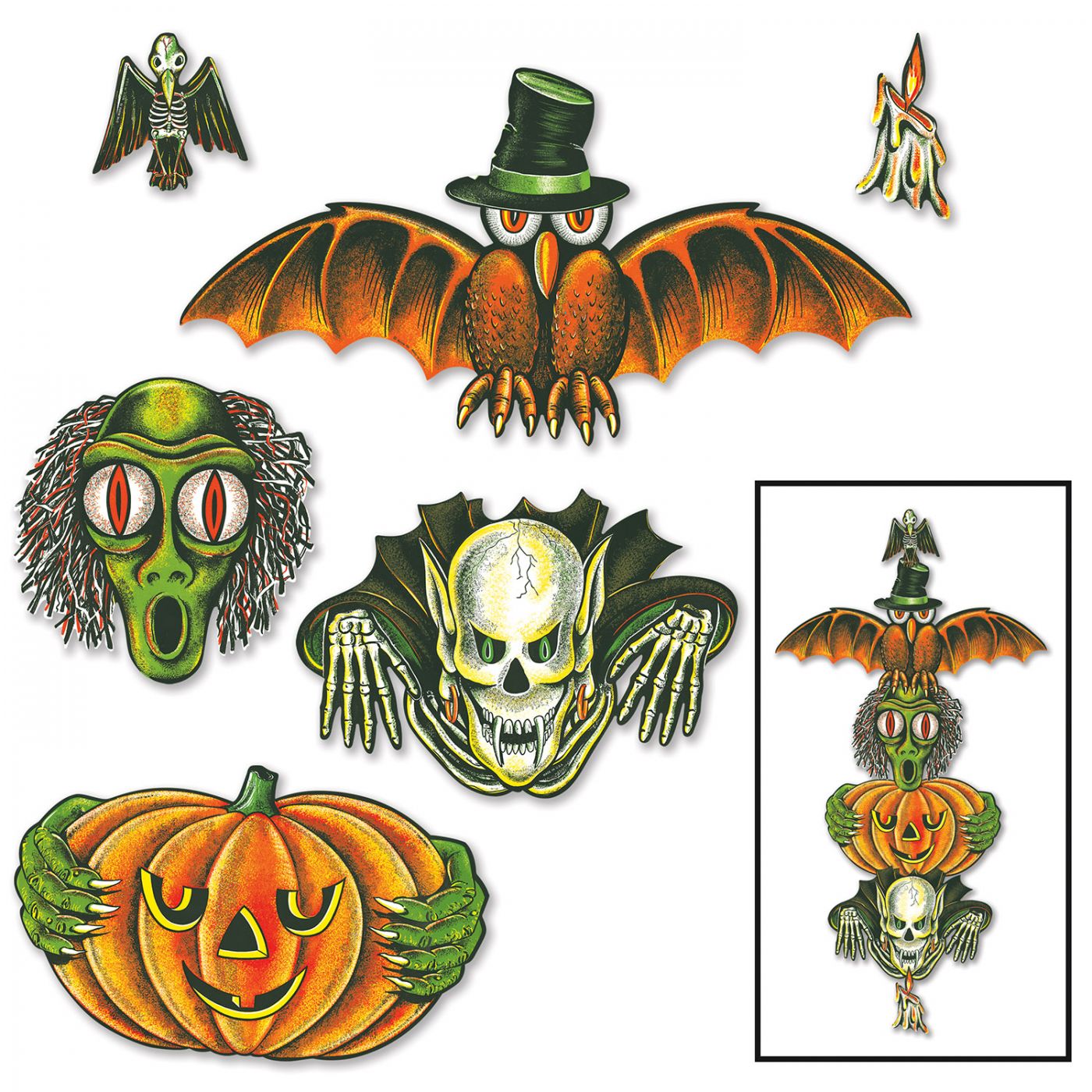 Vintage Halloween Totem Pole Cutouts (12) image