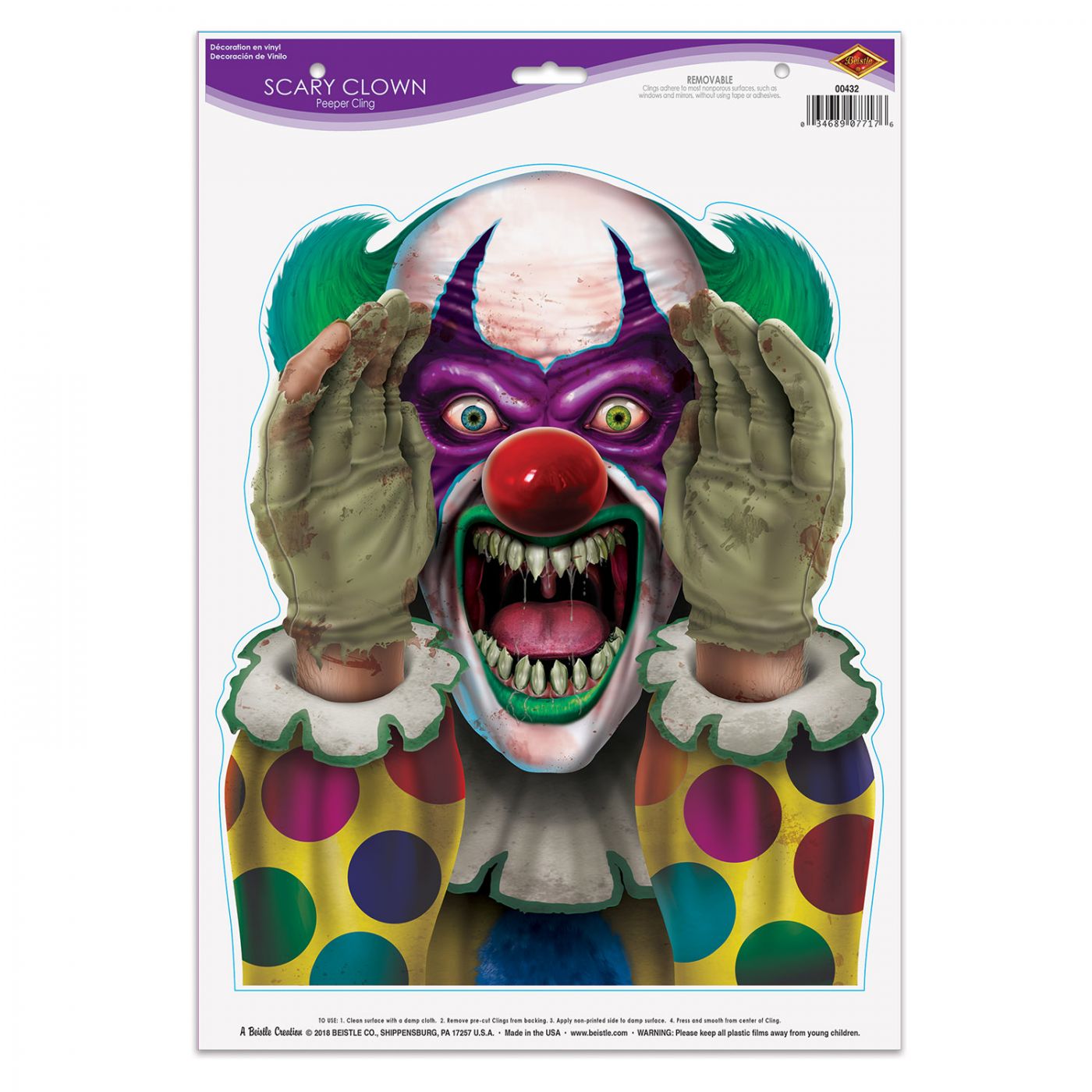 Scary Clown Peeper Cling image