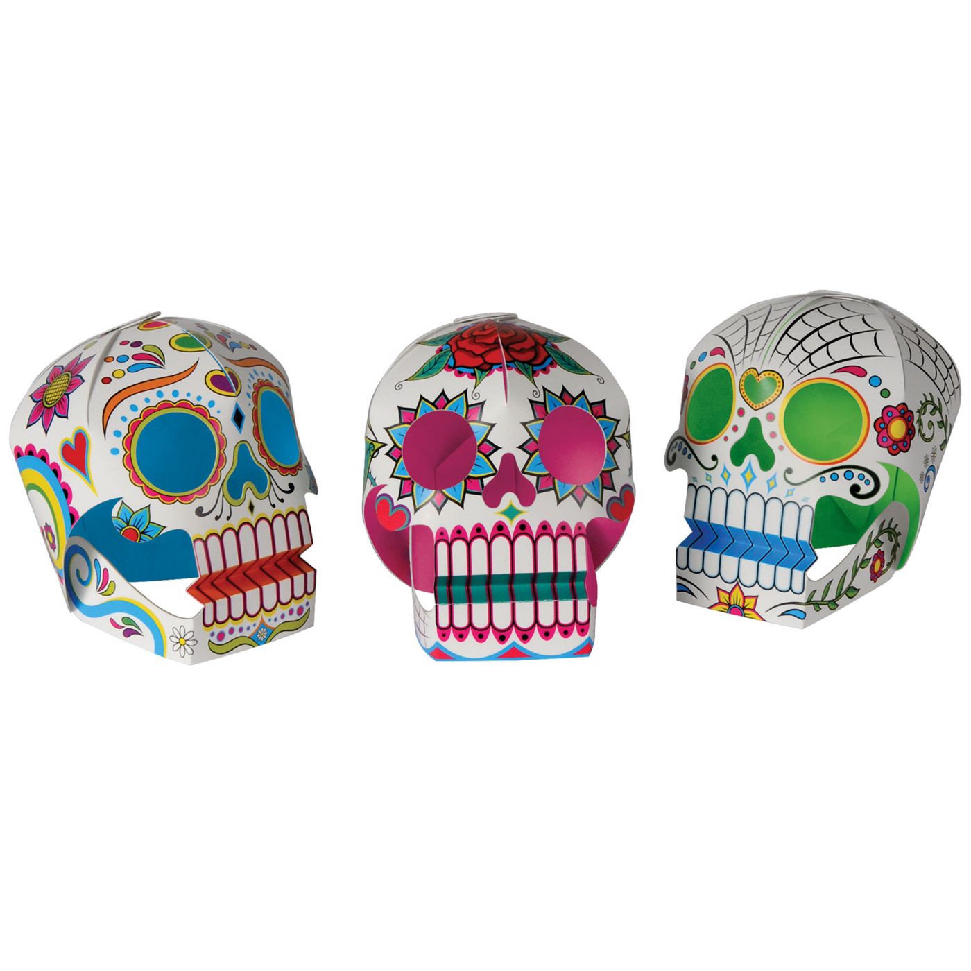 Image of 3-D Dead of the Dead Sugar Skull Centerpieces (12)