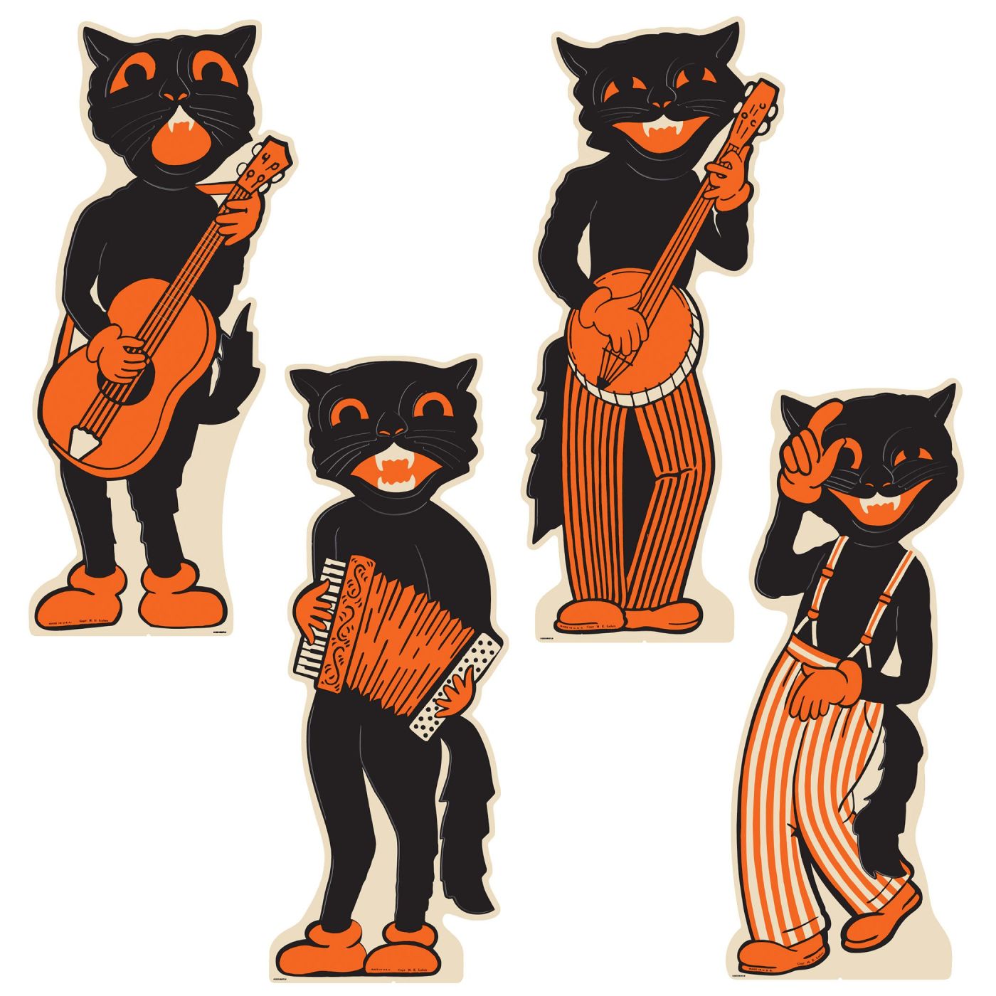 Vintage Halloween Scat Cat Band Stand-Ups (4) image