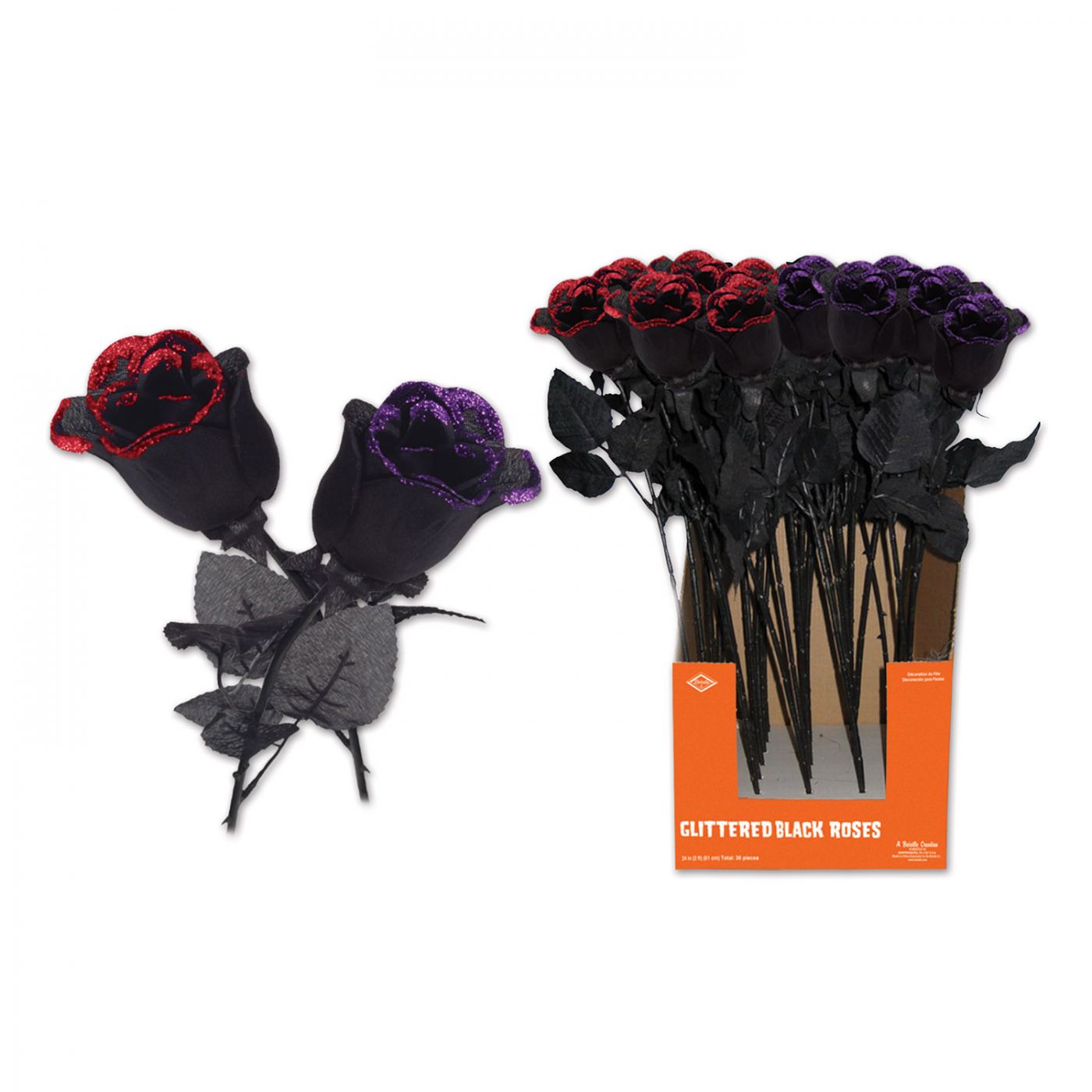 Glittered Black Roses (36) image