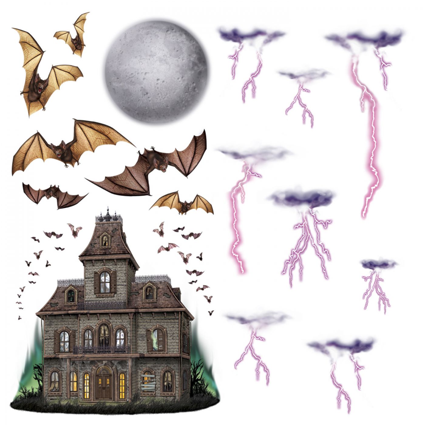 Haunted House & Night Sky Props image