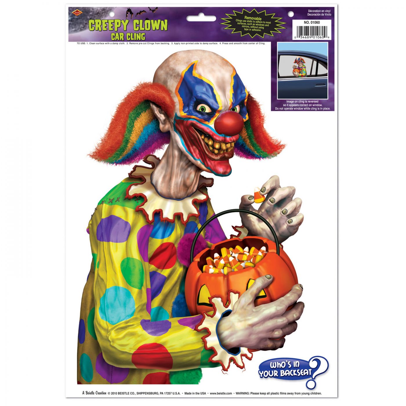 Creepy Clown Car Cling image