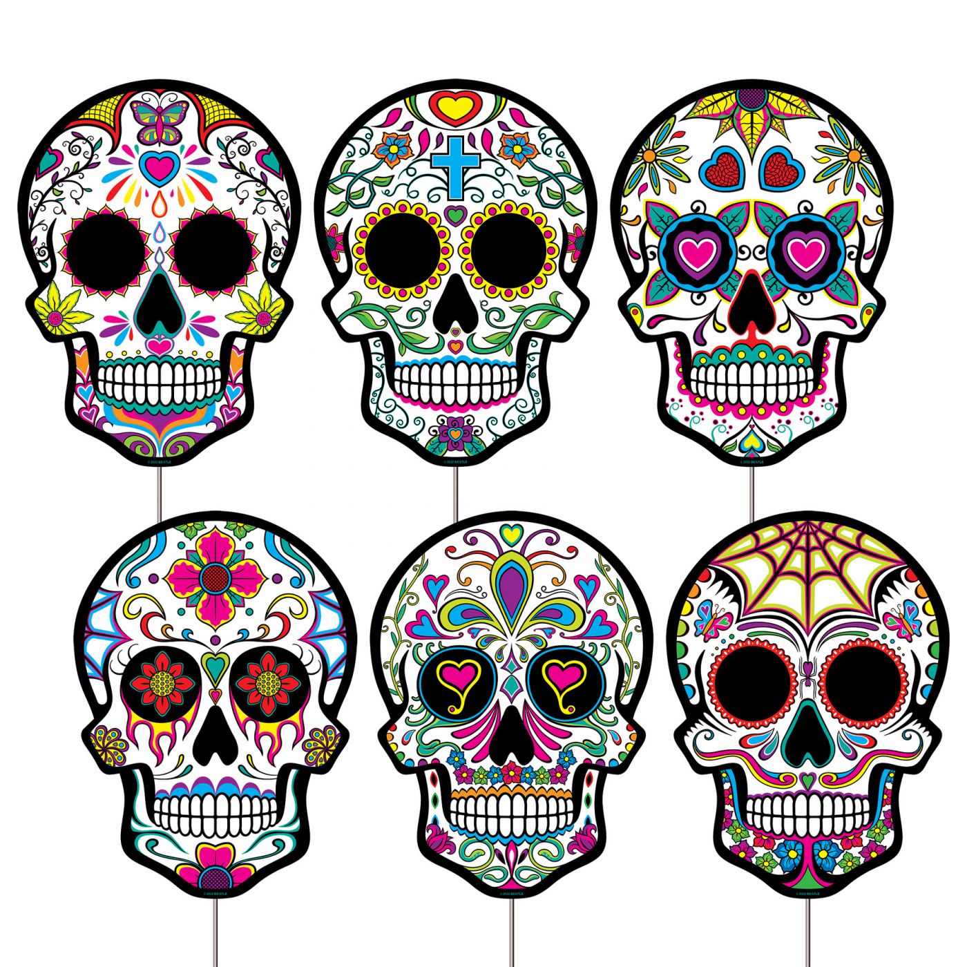 Plastic Day of the Dead Sugar Skull Yard Signs (6) image