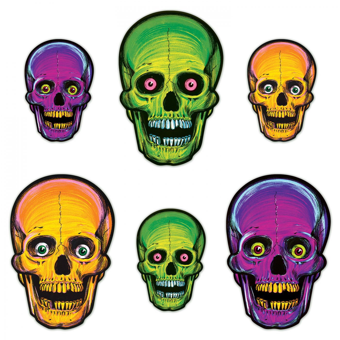 Vintage Halloween Nite-Glo Skull Cutouts (12) image