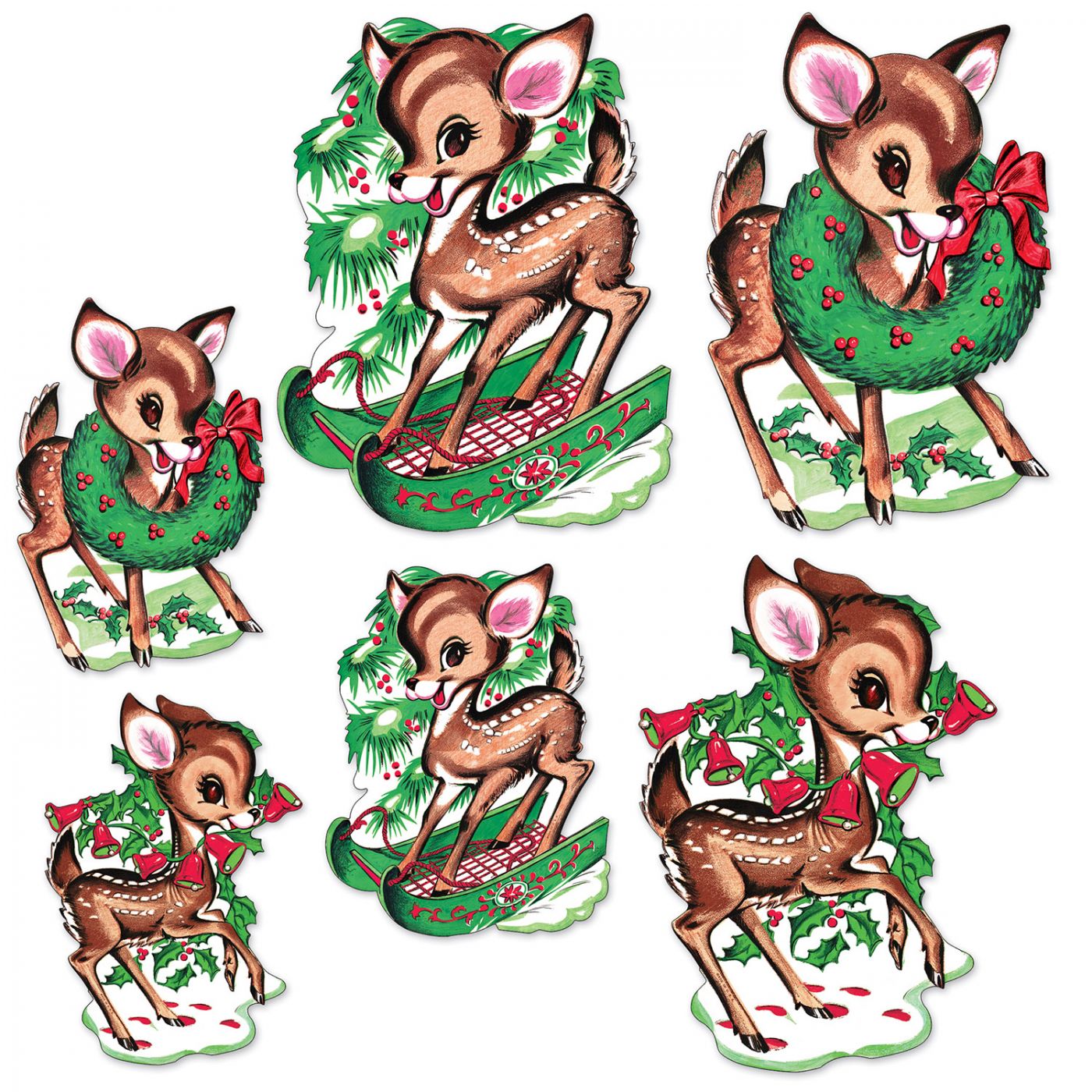 Vintage Christmas Reindeer Cutouts (12) image