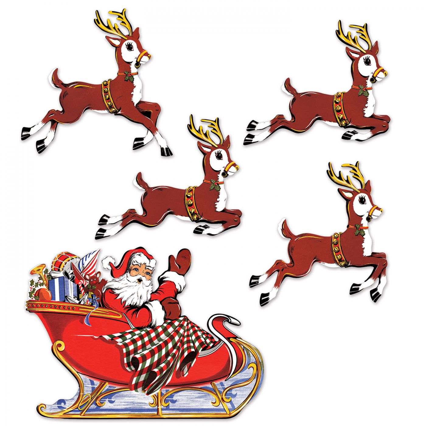 Vintage Christmas Santa & Sleigh Cutouts (12) image