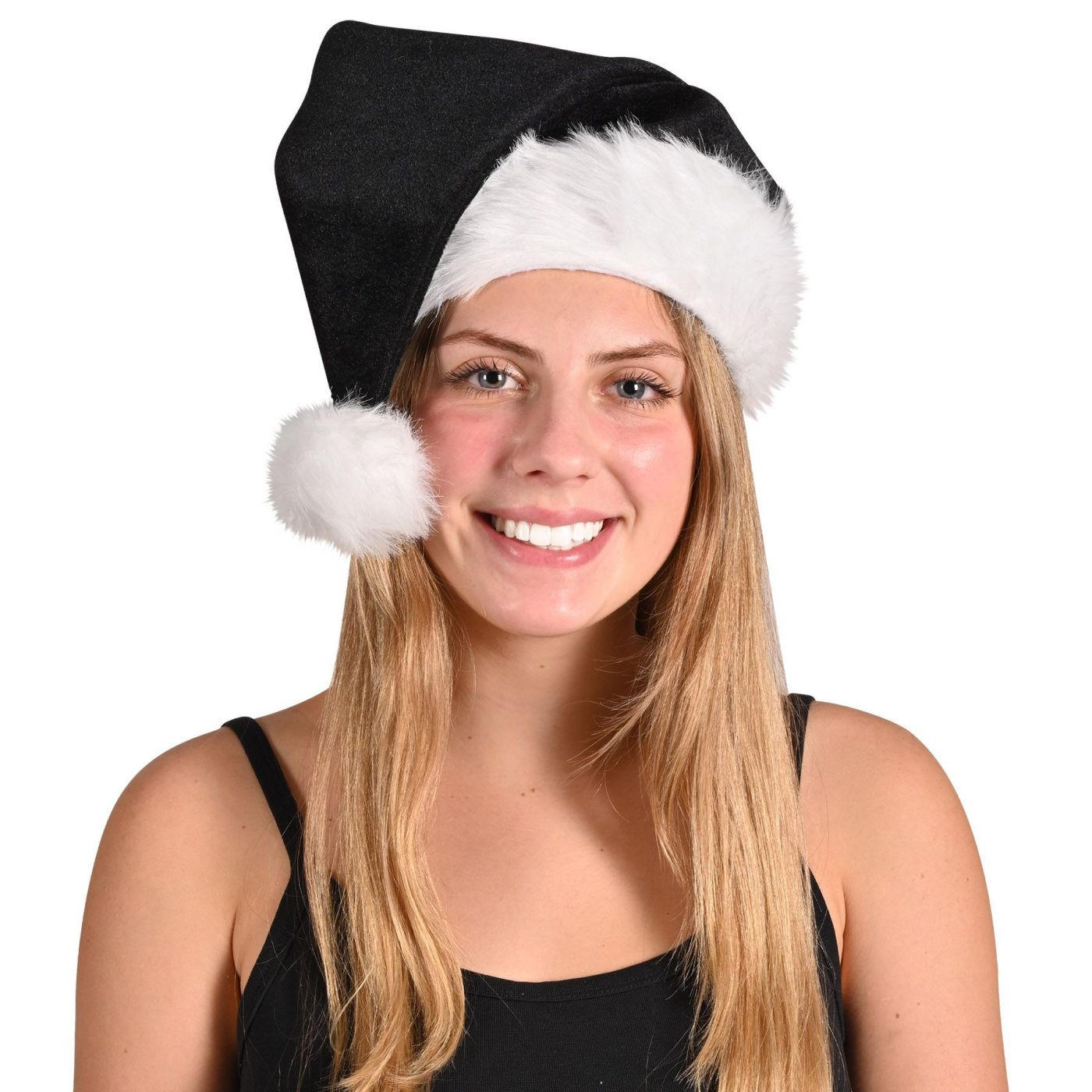 Black Santa Hat w/Plush Trim (12) image