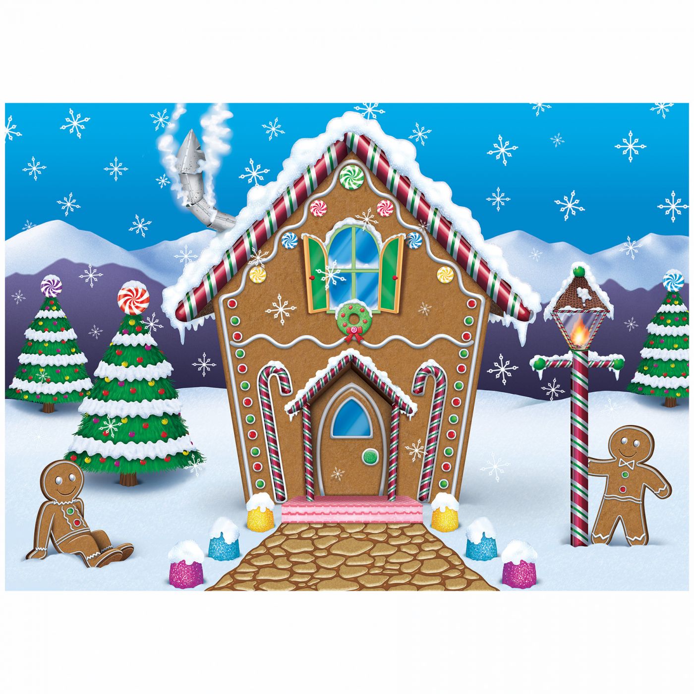Gingerbread House Fabric Backdrop (6) image
