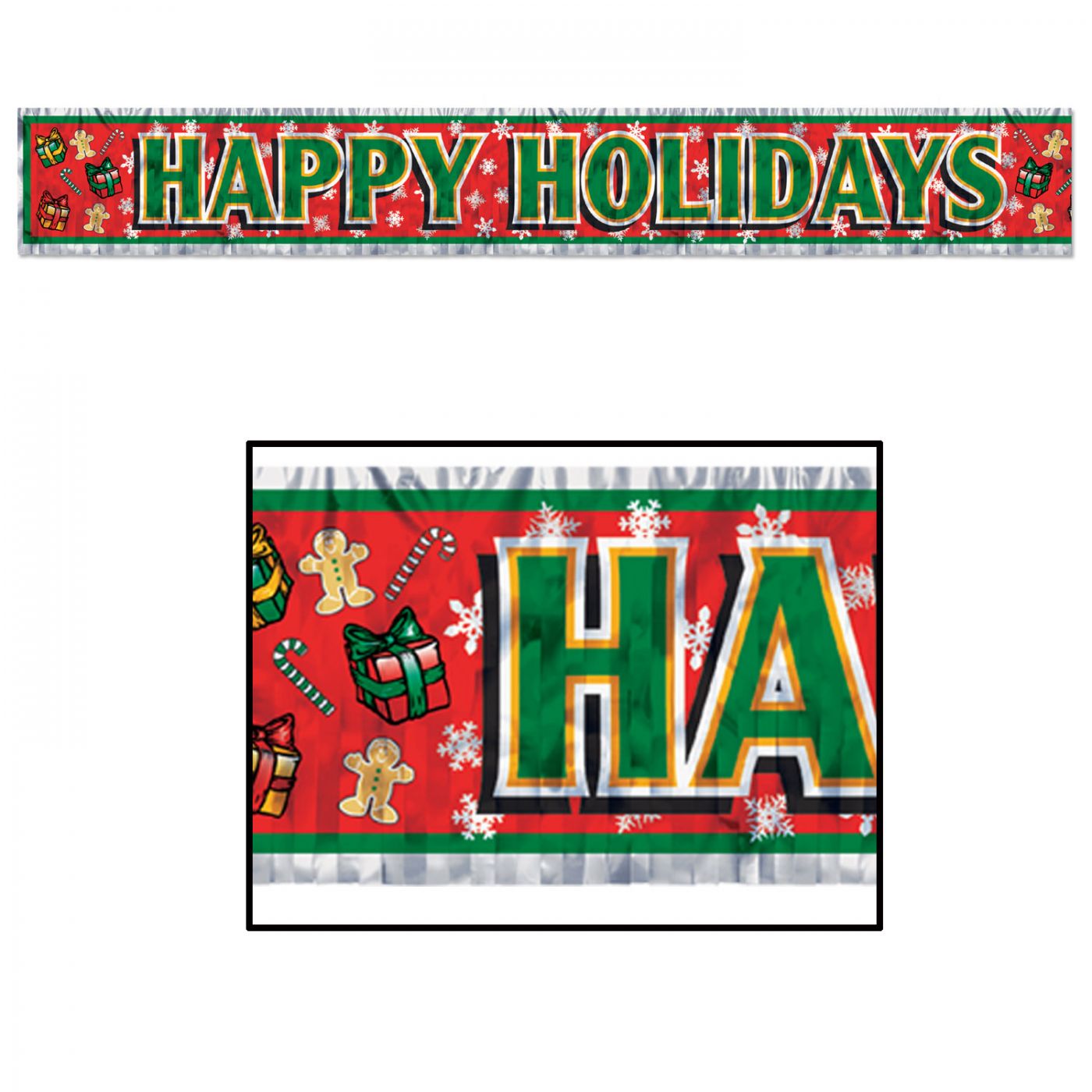 Metallic Happy Holidays Fringe Banner image