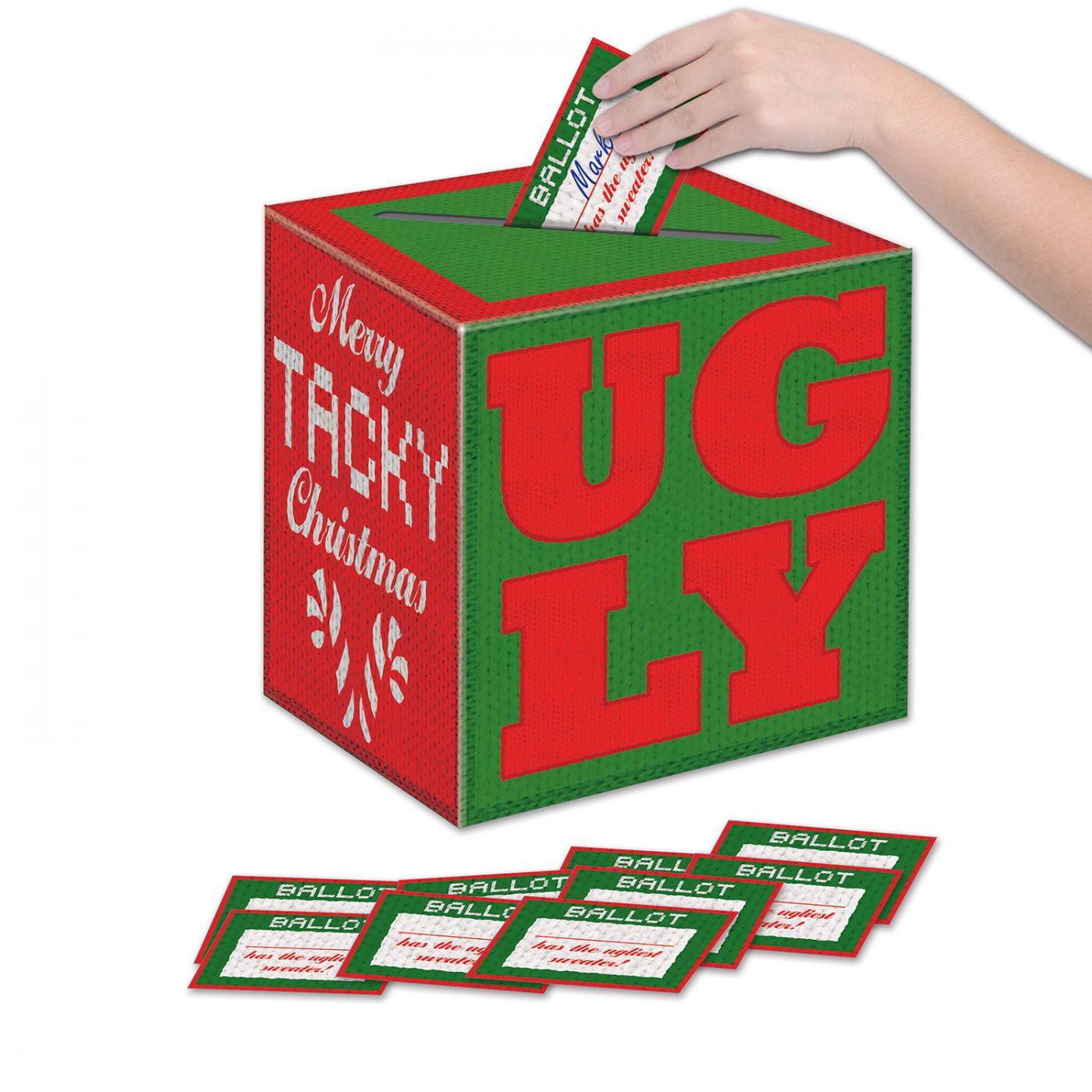 Ugly Sweater Ballot Box w/Ballots (6) image