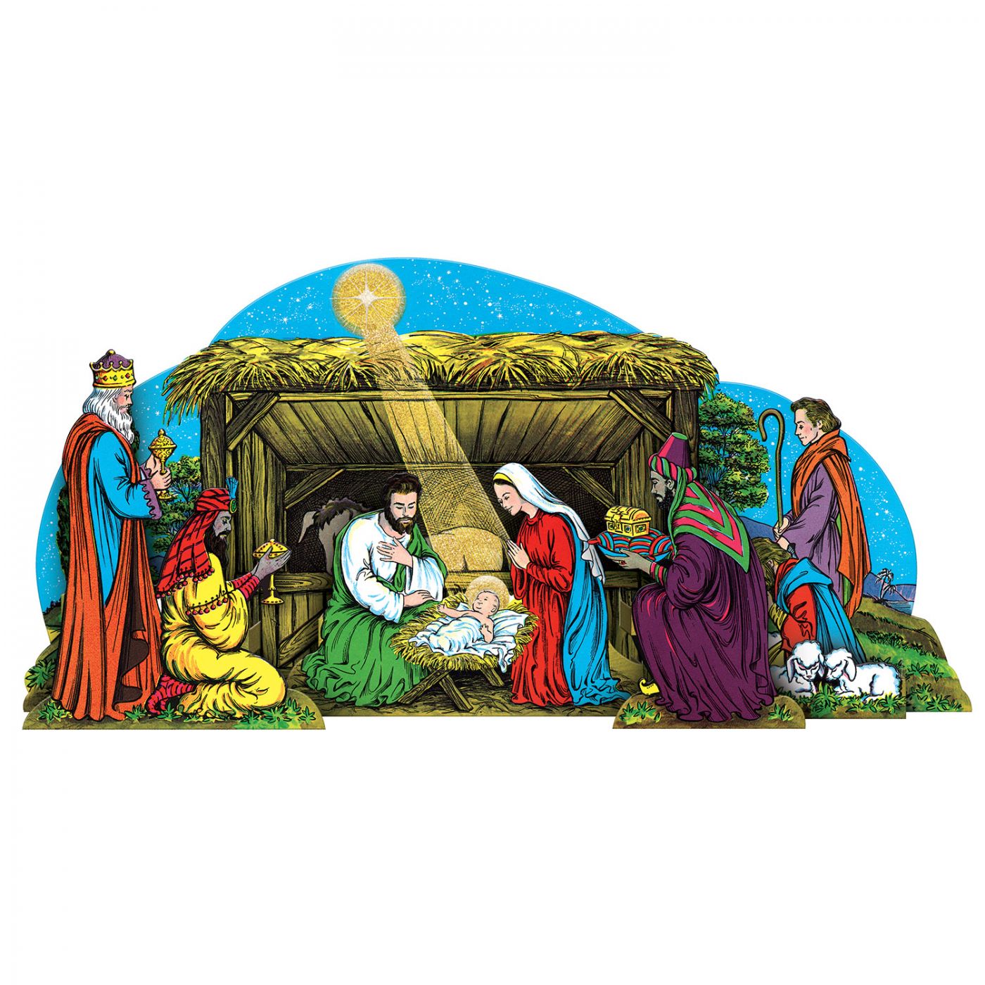 Vintage Christmas Glittered Nativity Scene Table Decor (12) image