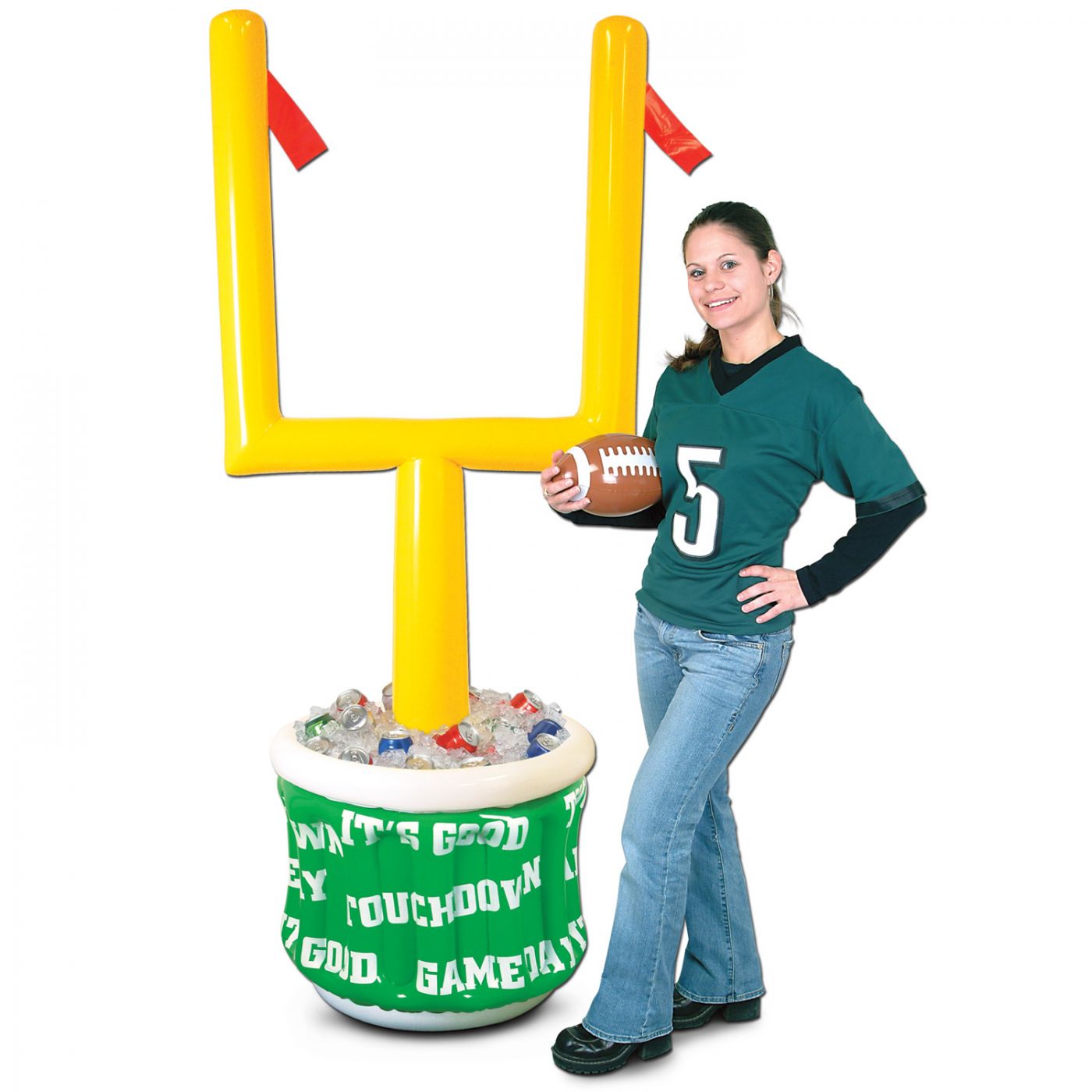 Inflatable Goal Post Cooler w/Football (1) image