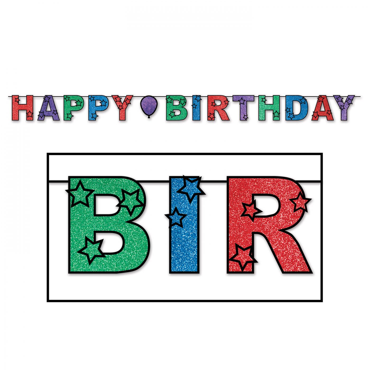 Glittered Happy Birthday Streamer image