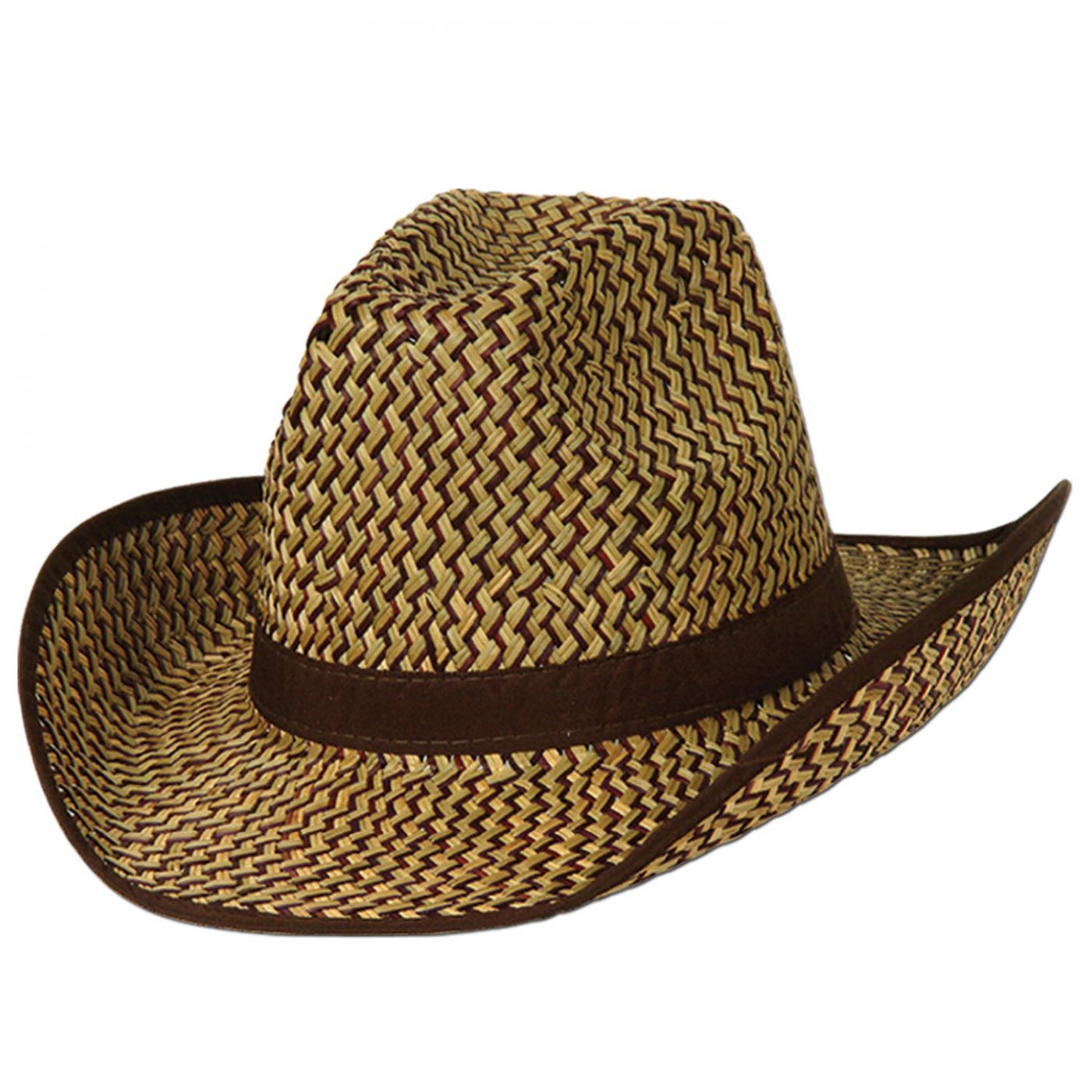 Image of 2-Tone Western Hat w/Brown Trim & Band (60)