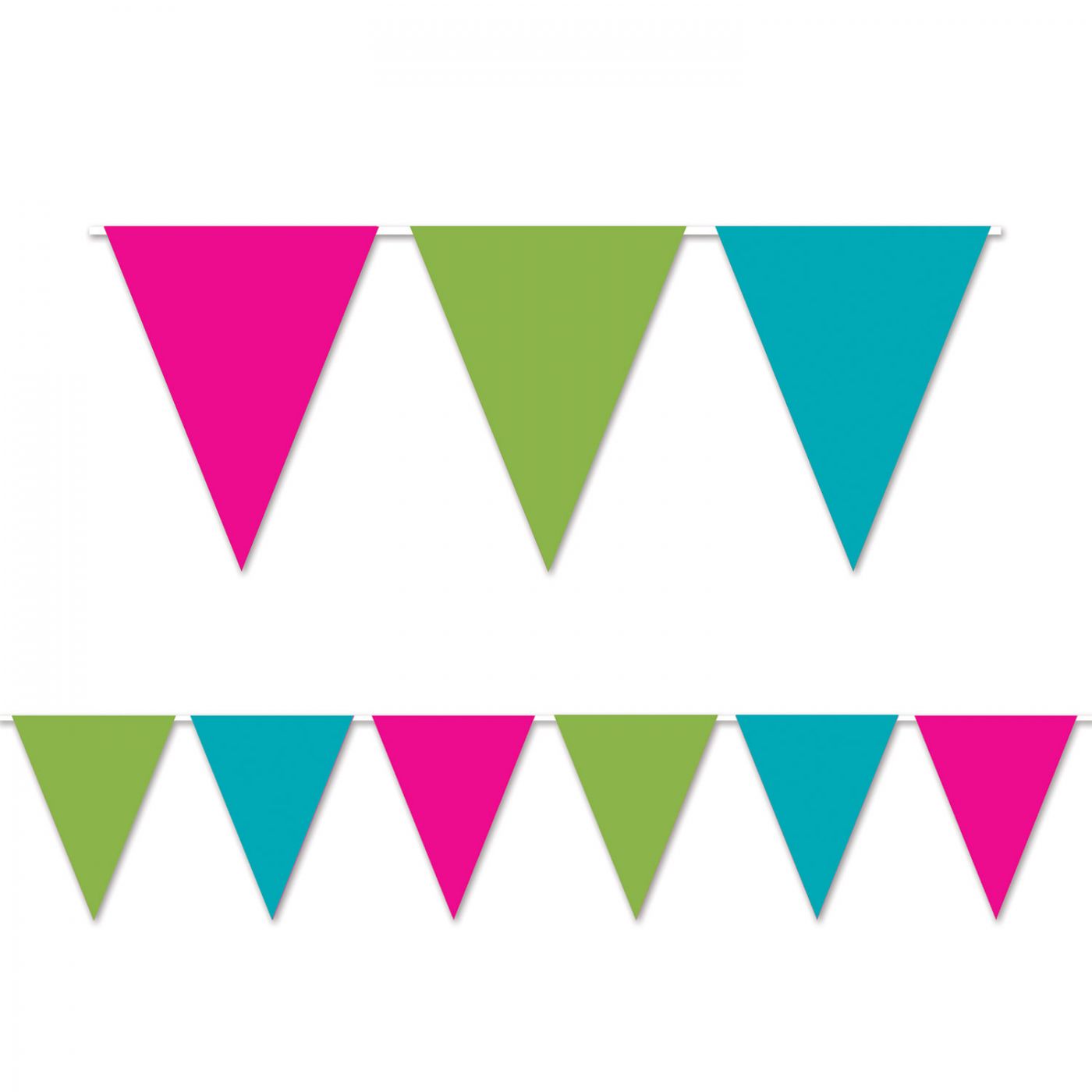 Cerise,Lime Green &Turquoise Pennant Bnr (12) image