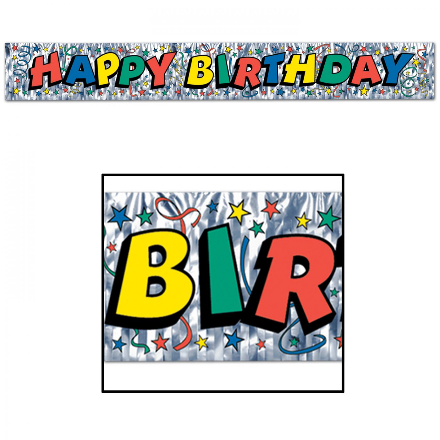 Metallic Happy Birthday Fringe Banner image