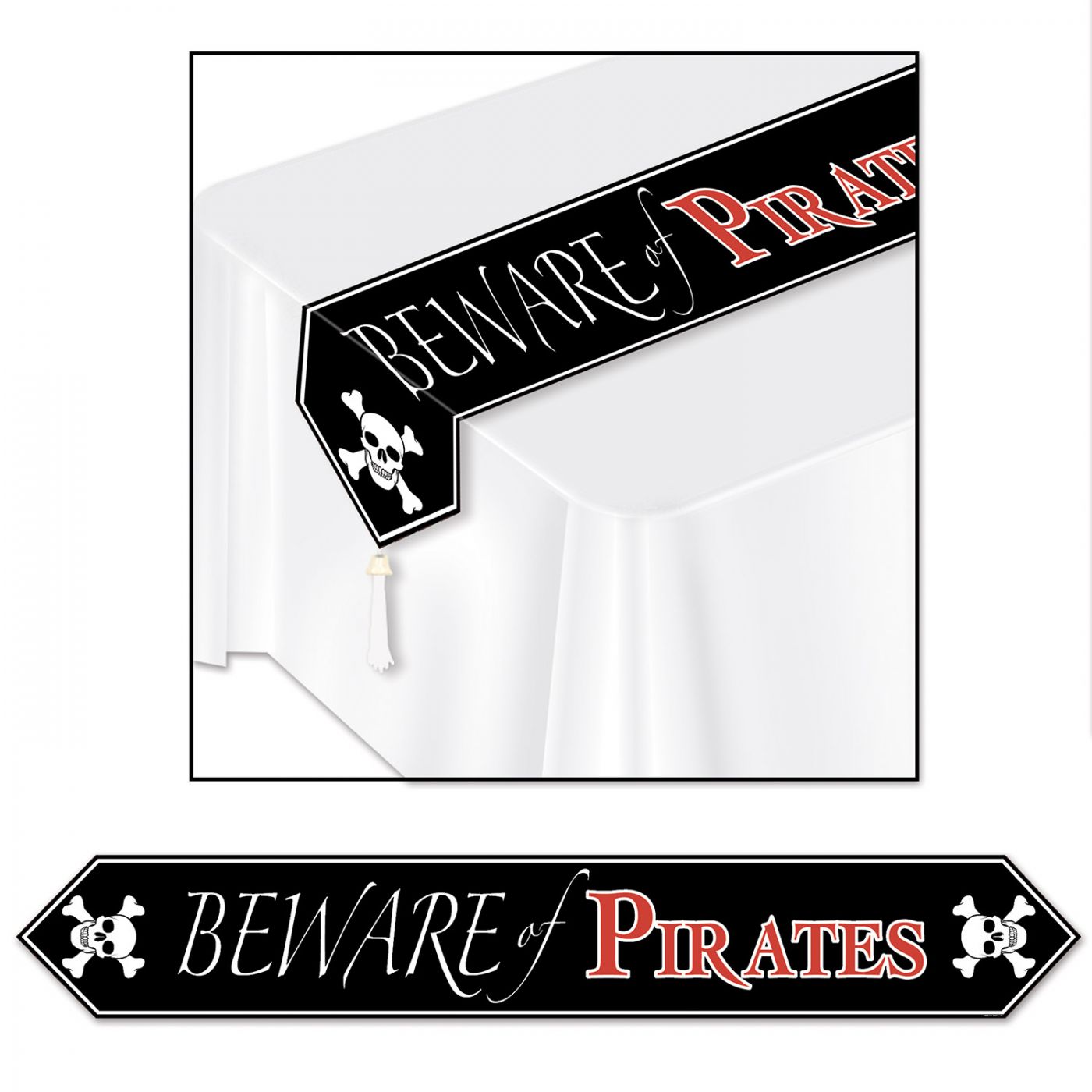 Printed Beware Of Pirates Table Runner (12) image