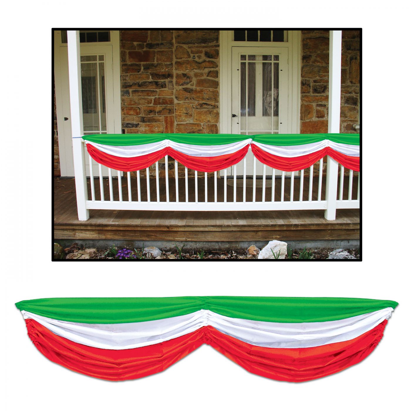 Red, White & Green Fabric Bunting (6) image