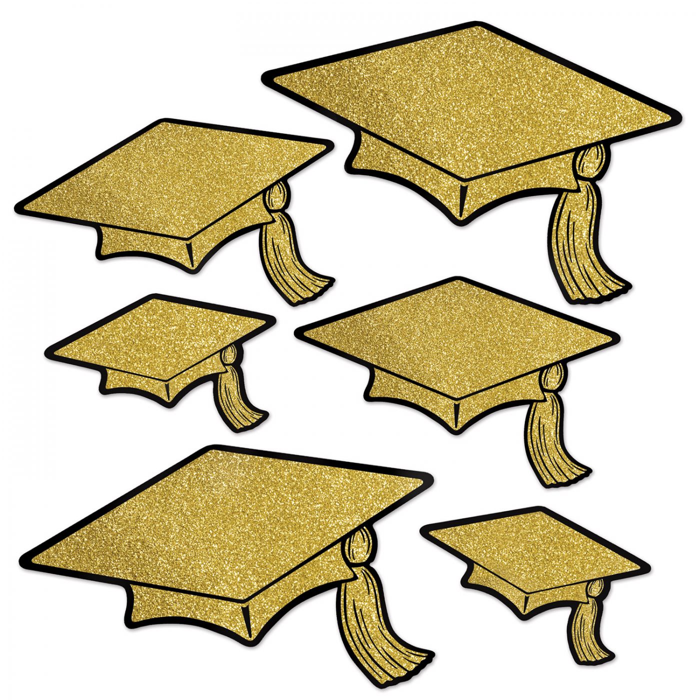 Glittered Foil Grad Cap Cutouts image