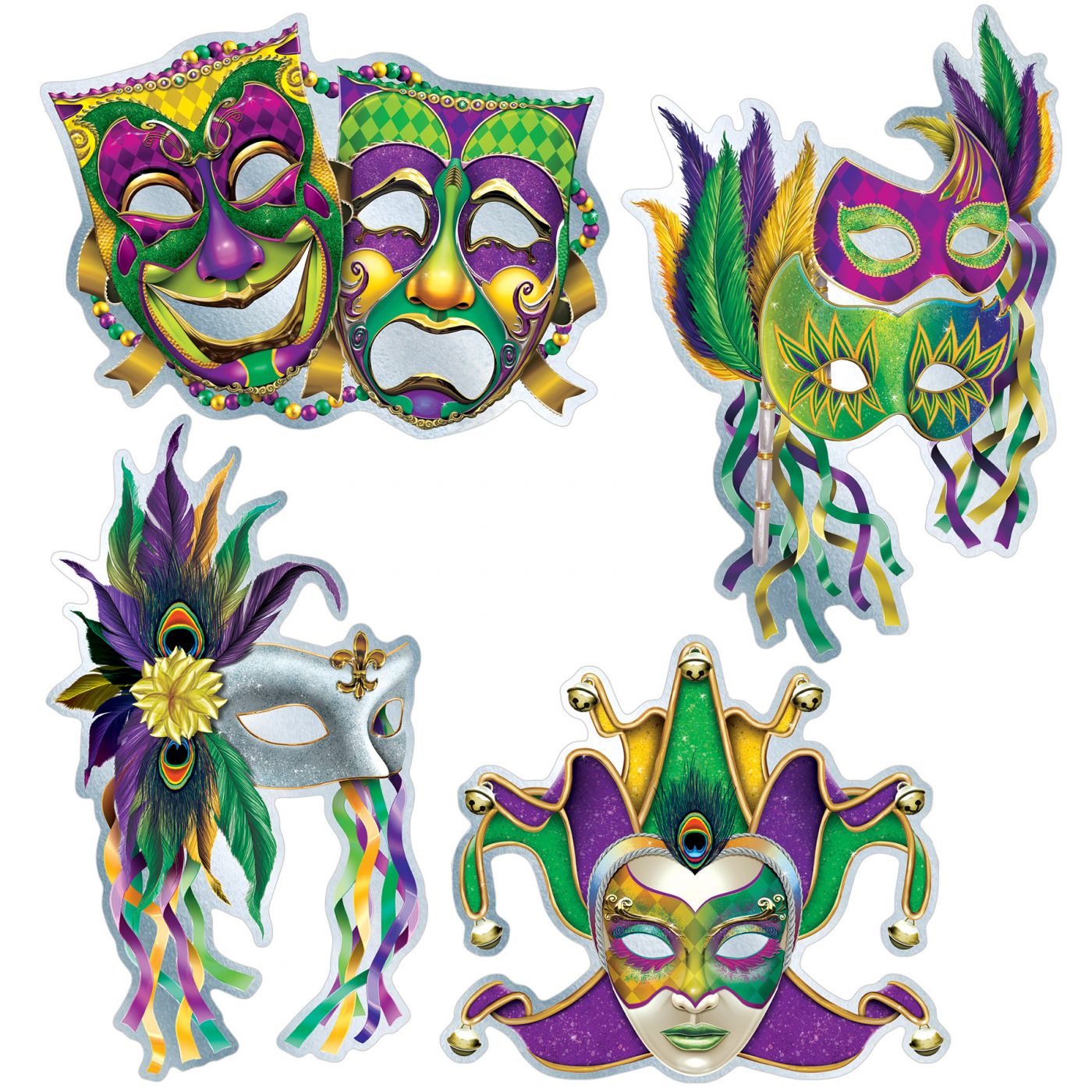 Foil Mardi Gras Mask Cutouts (12) image