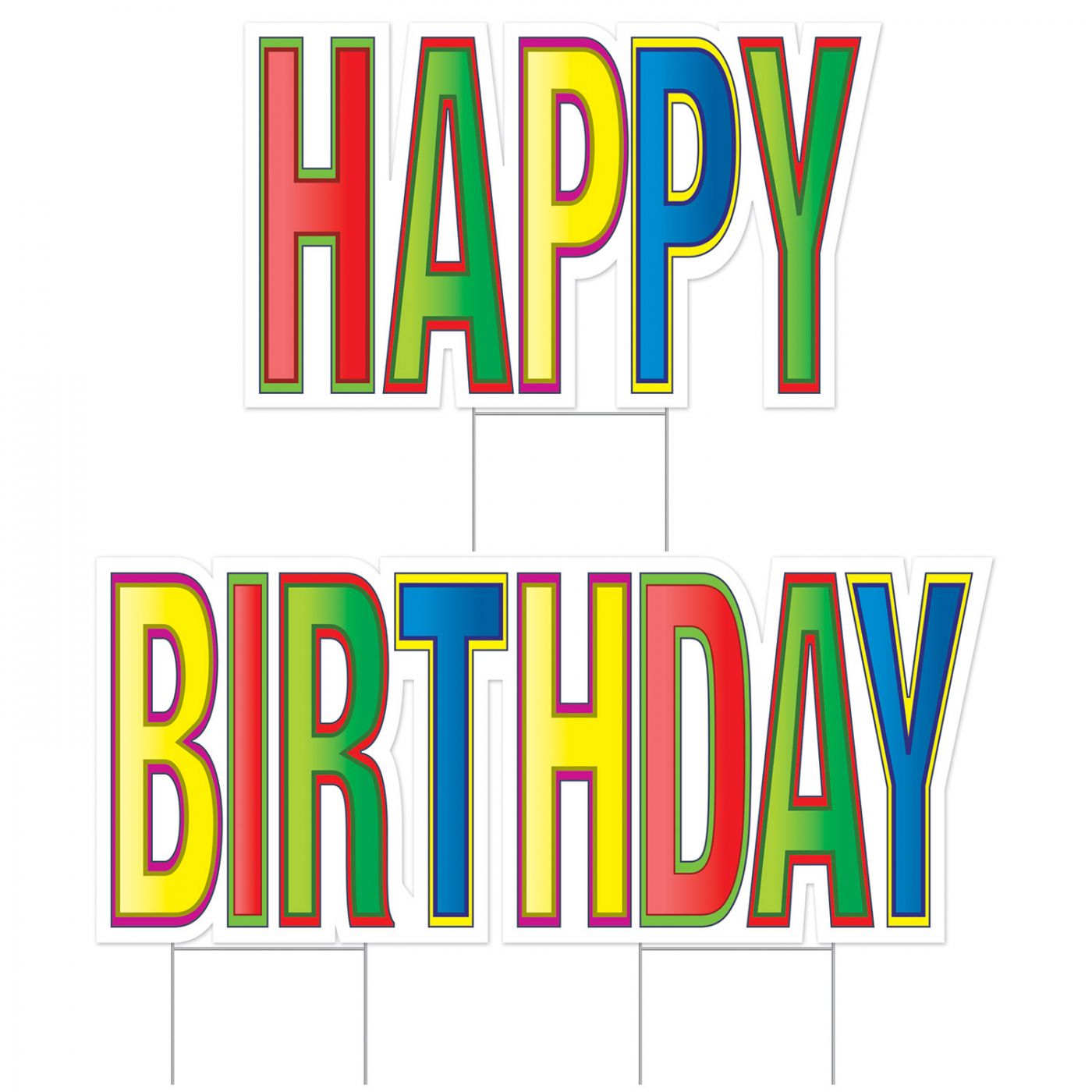 Plastic Jumbo Happy Birthday Yard Sign Set (4) image