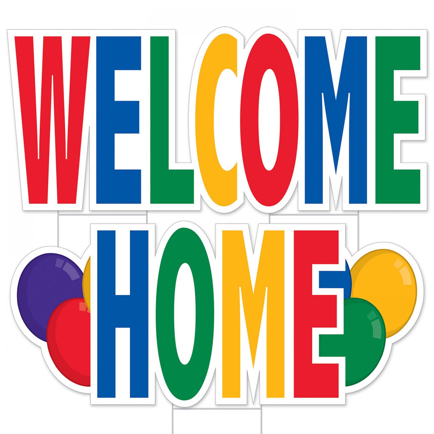 PLASTIC JUMBO WELCOME HOME YARD SIGN SET (4) image