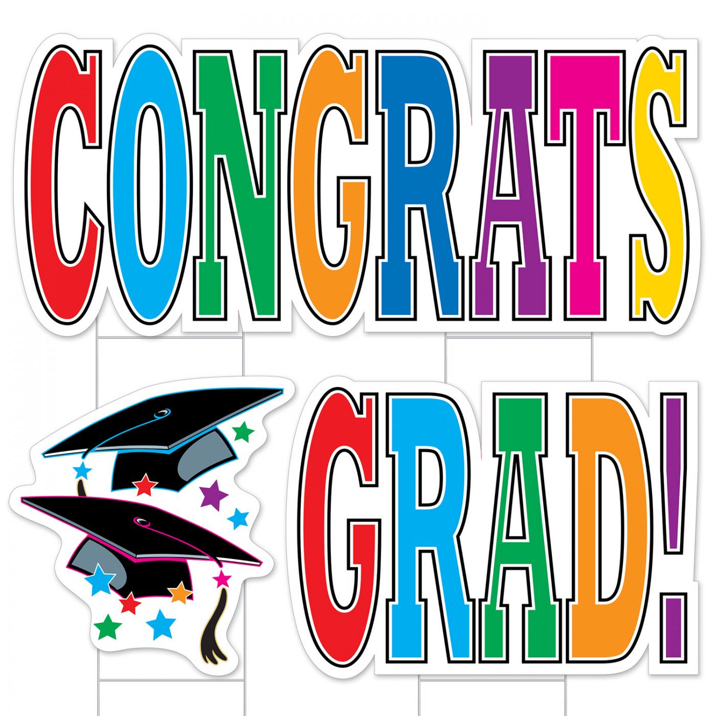 Plastic Jumbo Congrats Grad! Yard Sign Set (4) image