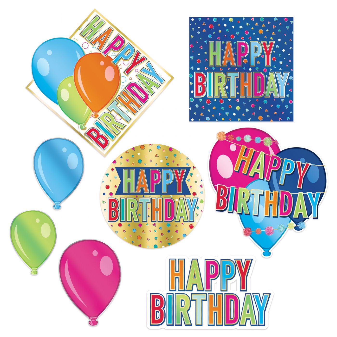 Foil Happy Birthday Cutouts (12) image