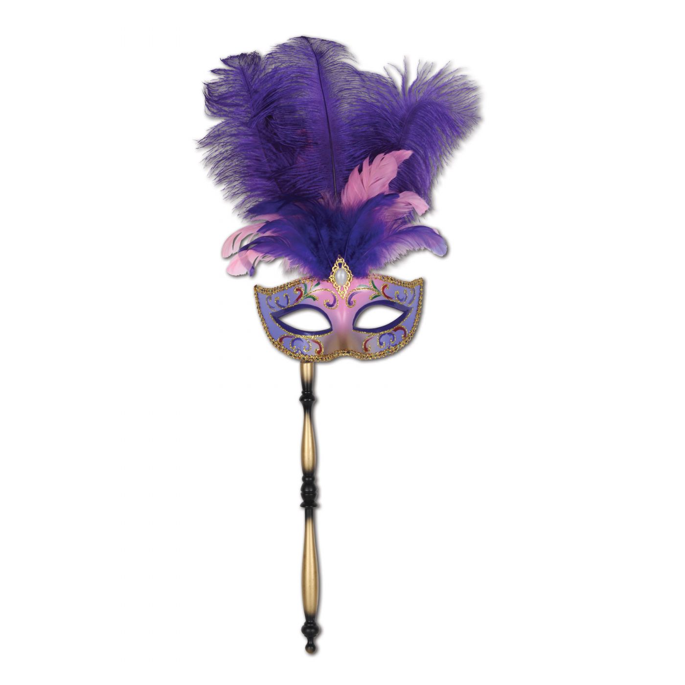 Feathered Mask w/Stick (12) image