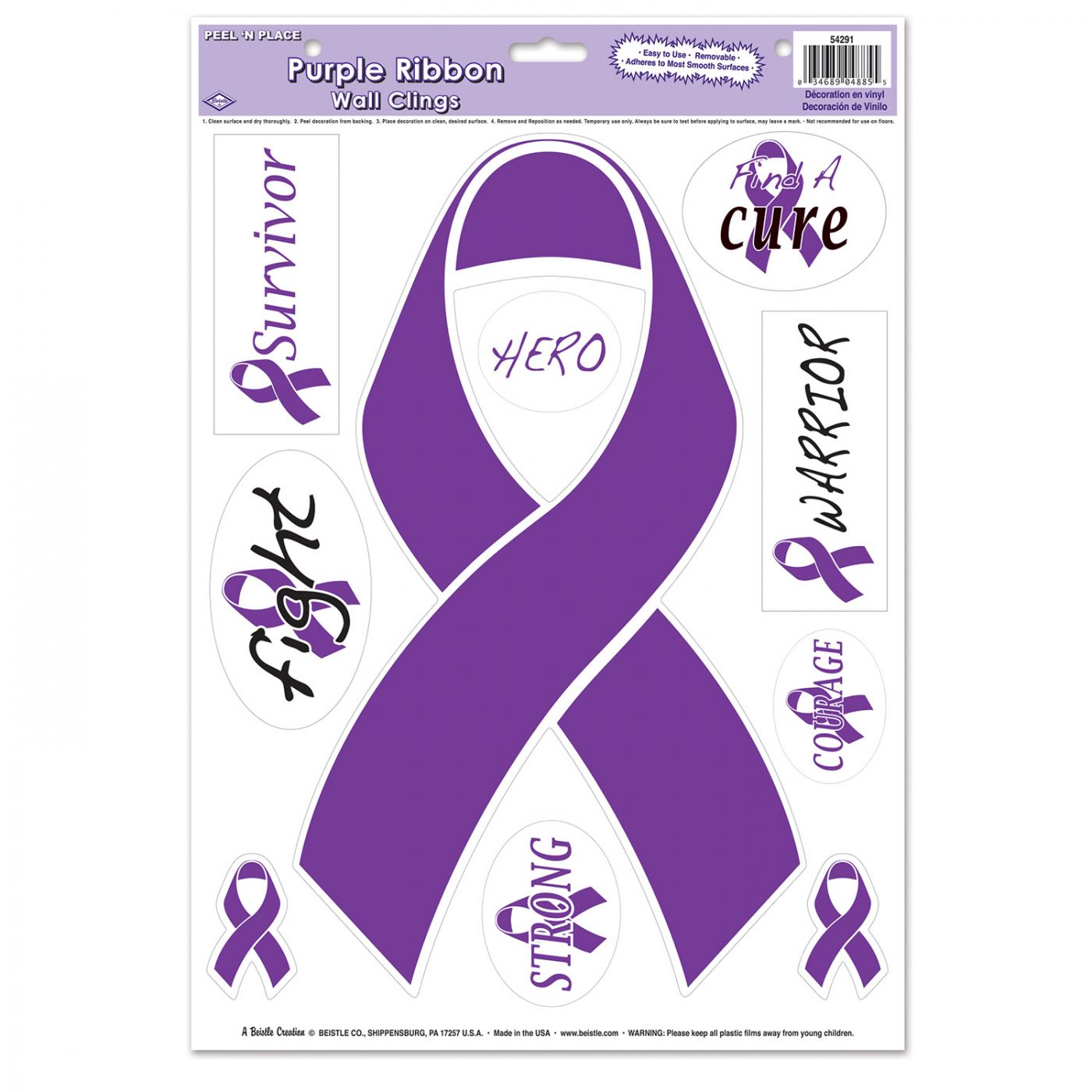 Purple Ribbon/Find A Cure Peel 'N Place (12) image