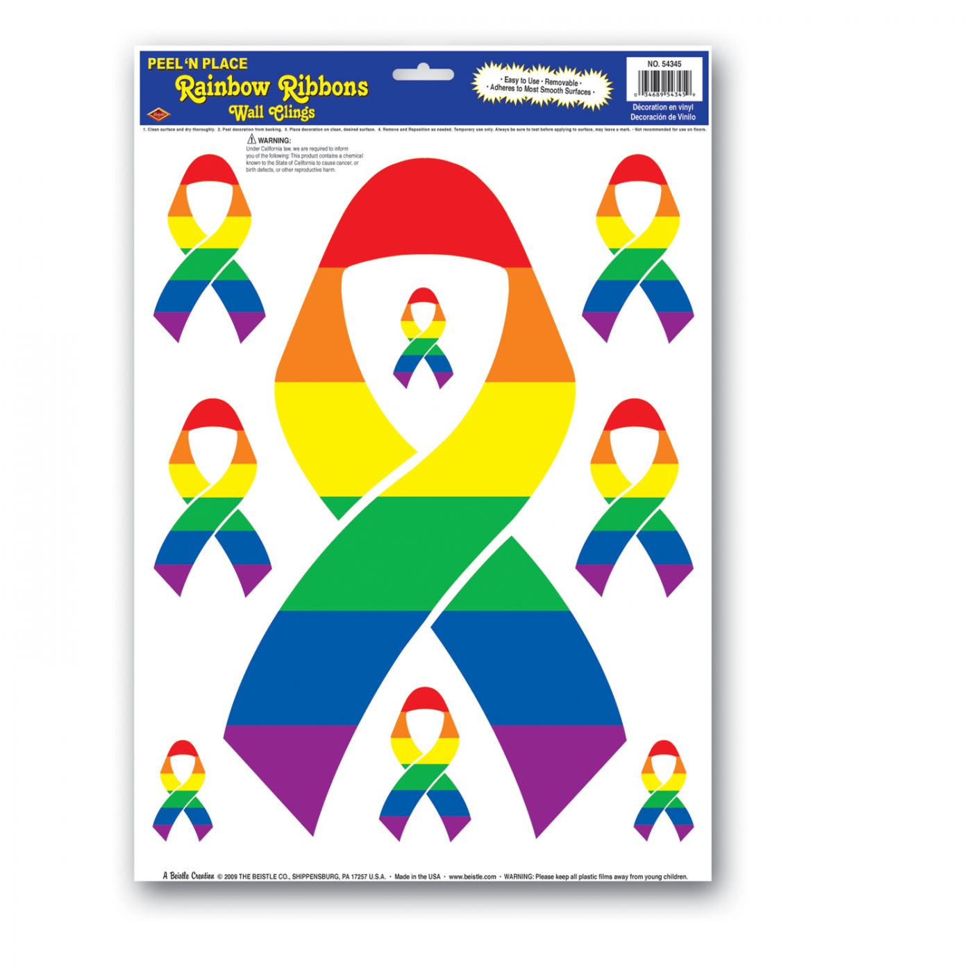 Rainbow Ribbons Peel 'N Place (12) image
