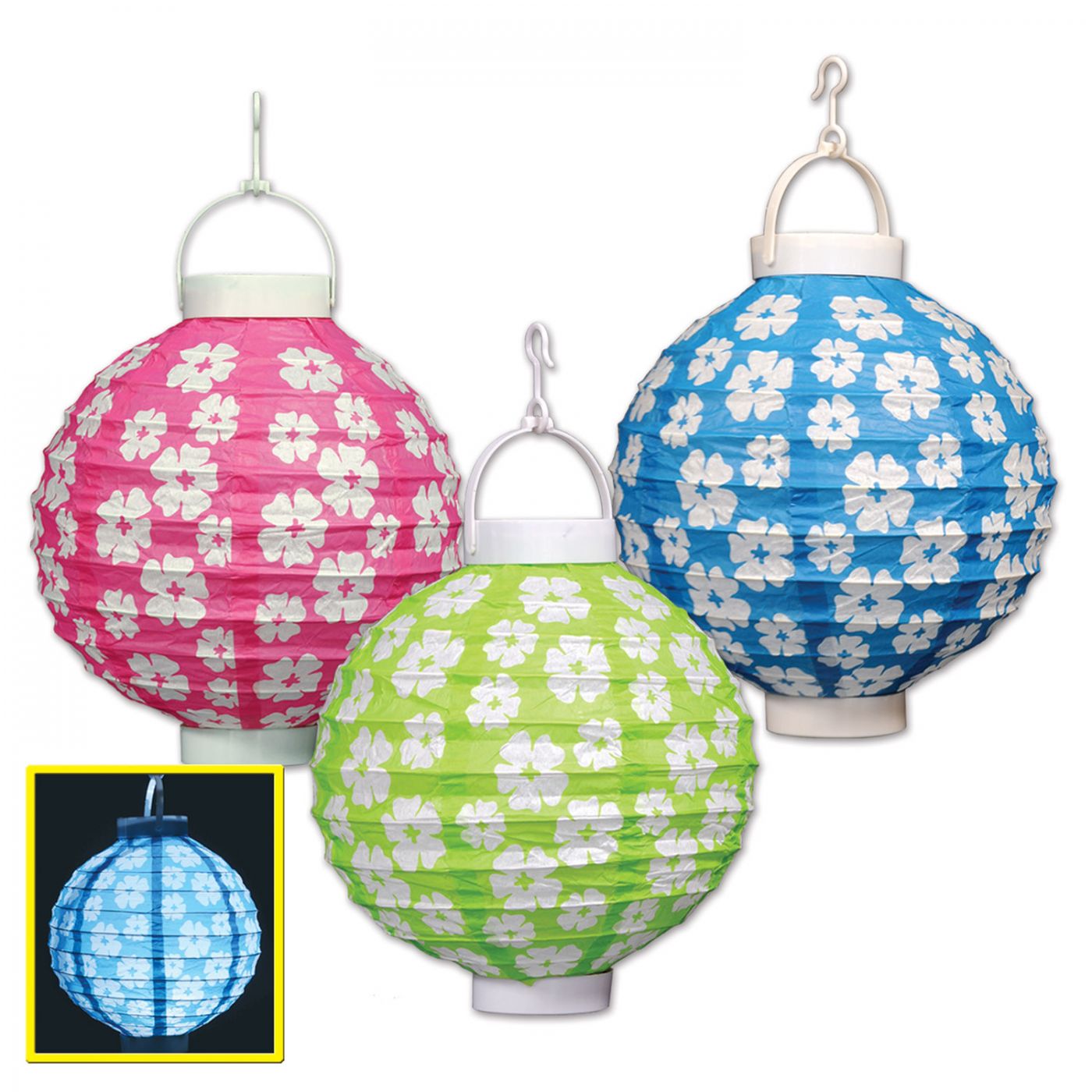 Light-Up Hibiscus Paper Lanterns (6) image