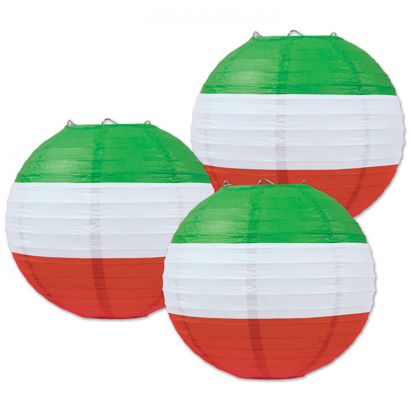Red, White & Green Paper Lanterns (6) image