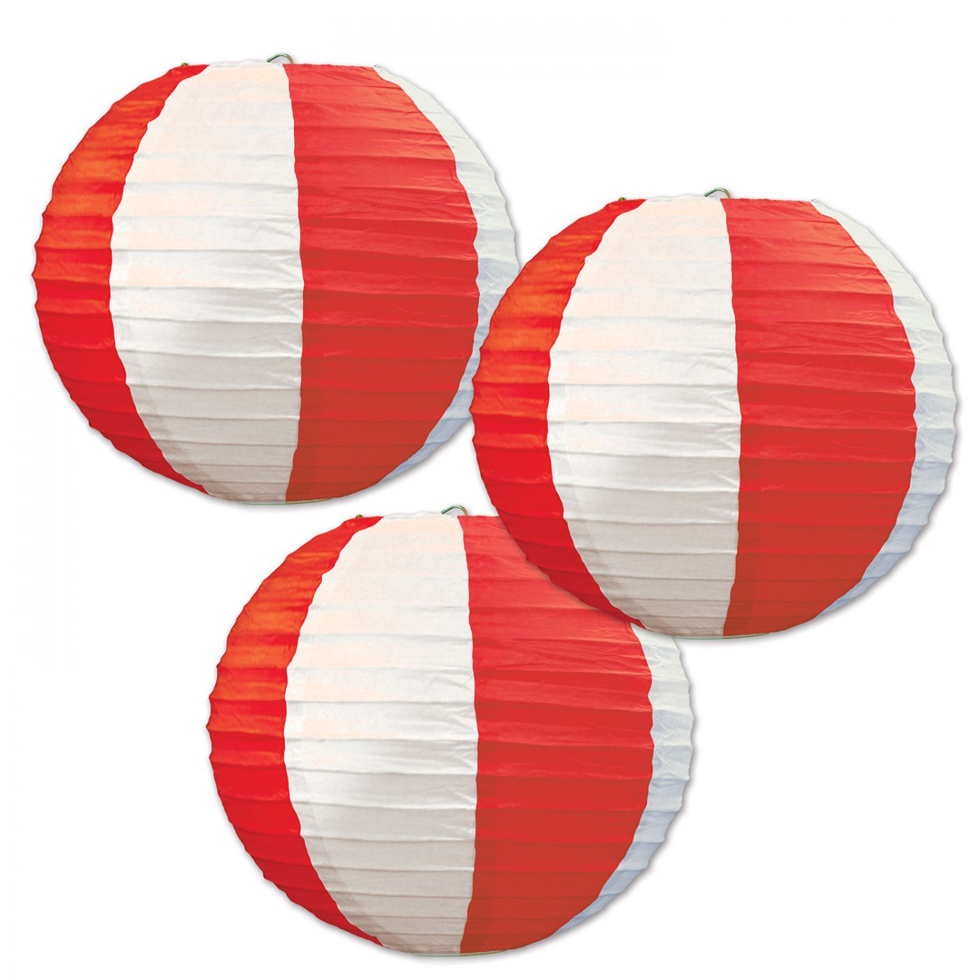 Red & White Stripes Paper Lanterns (6) image