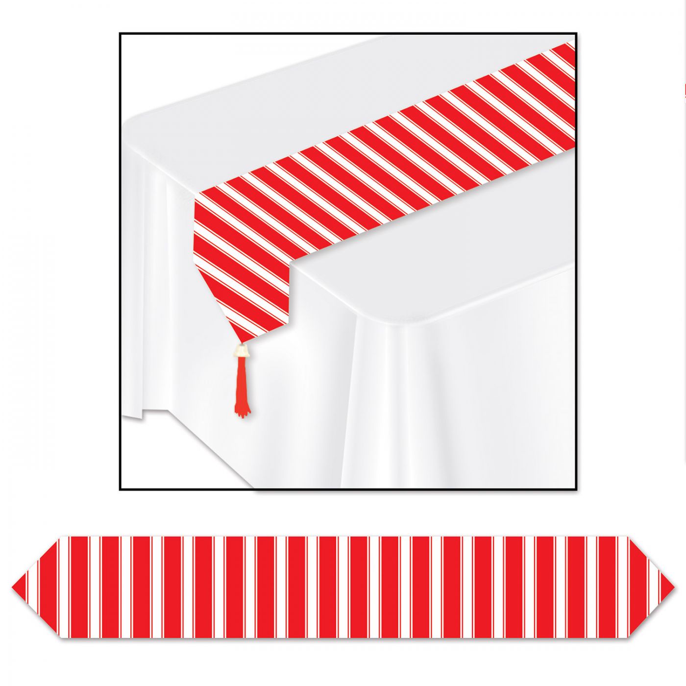 Printed Red & White Stripes Table Runner (12) image