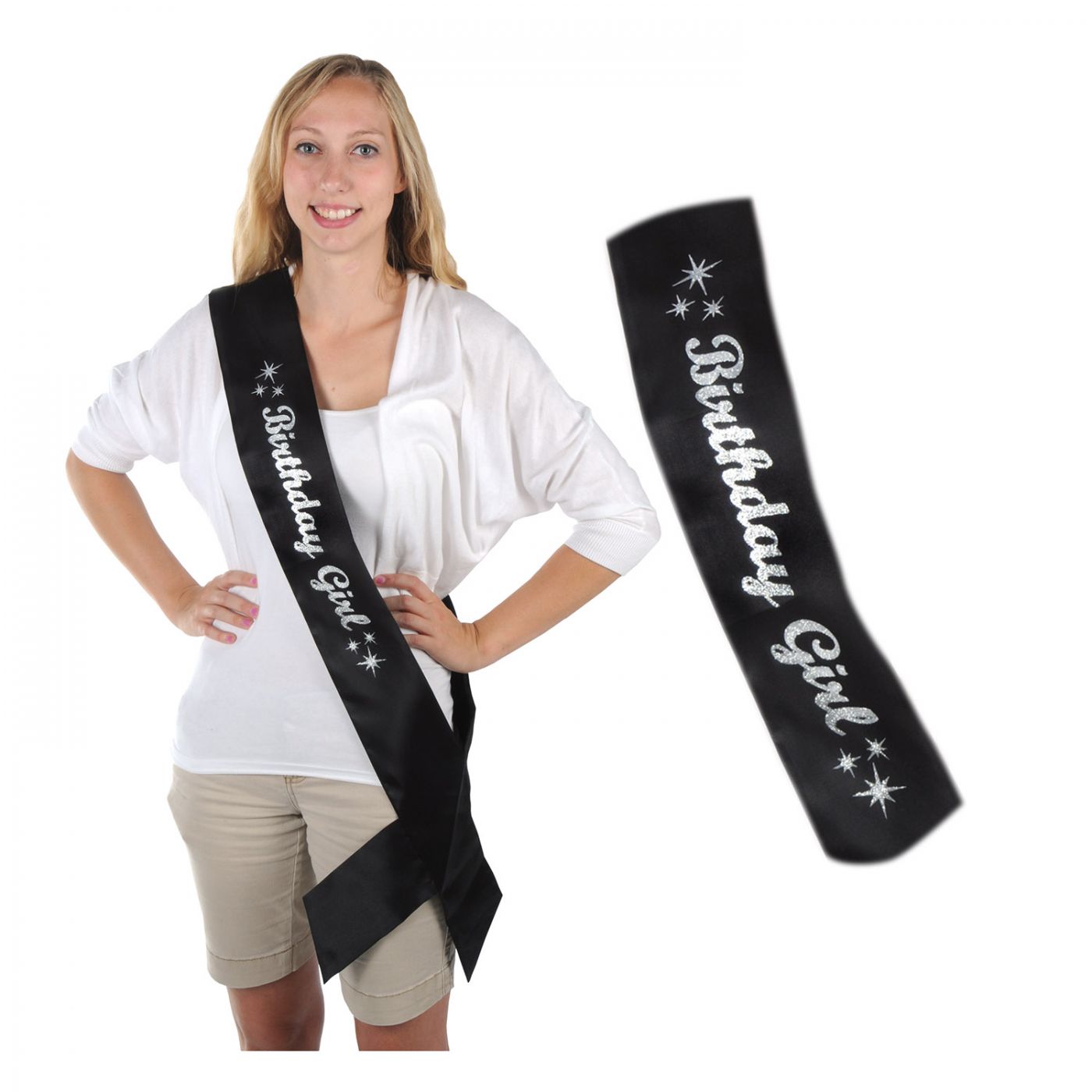 Glittered Birthday Girl Satin Sash (6) image