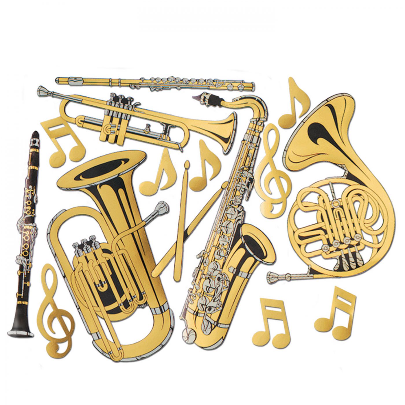 Gold Foil Musical Instruments Cutouts (12) image