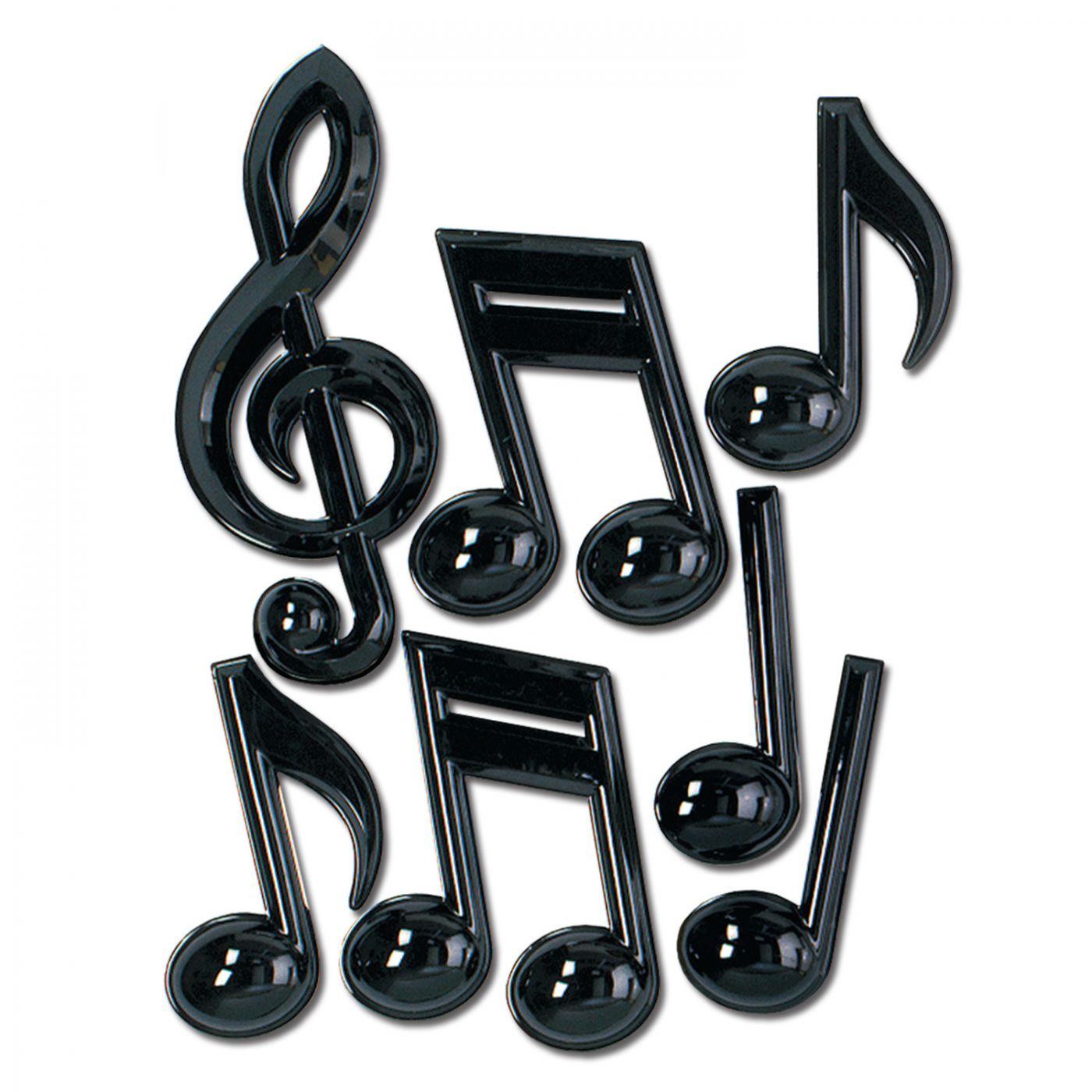 Image of Black Plastic Musical Notes (12)