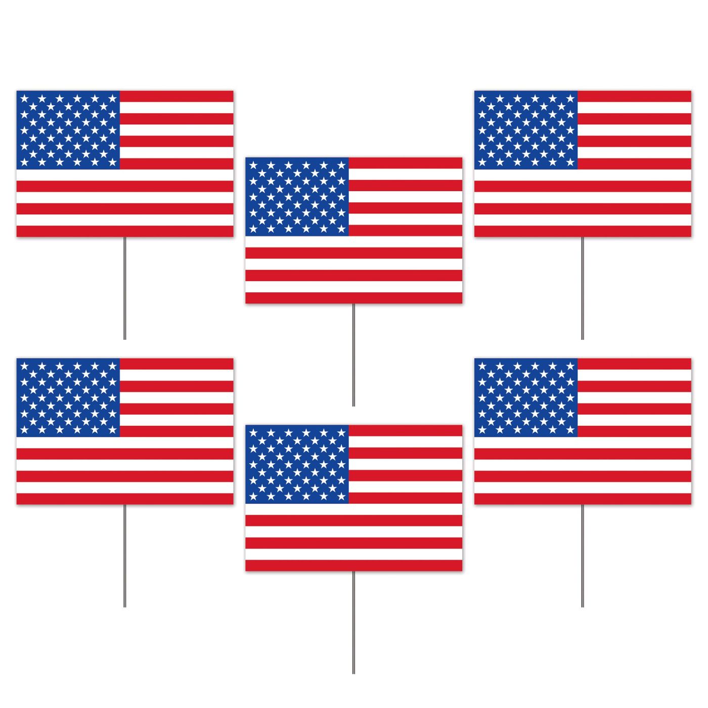 Plastic American Flag Yard Signs (6) image