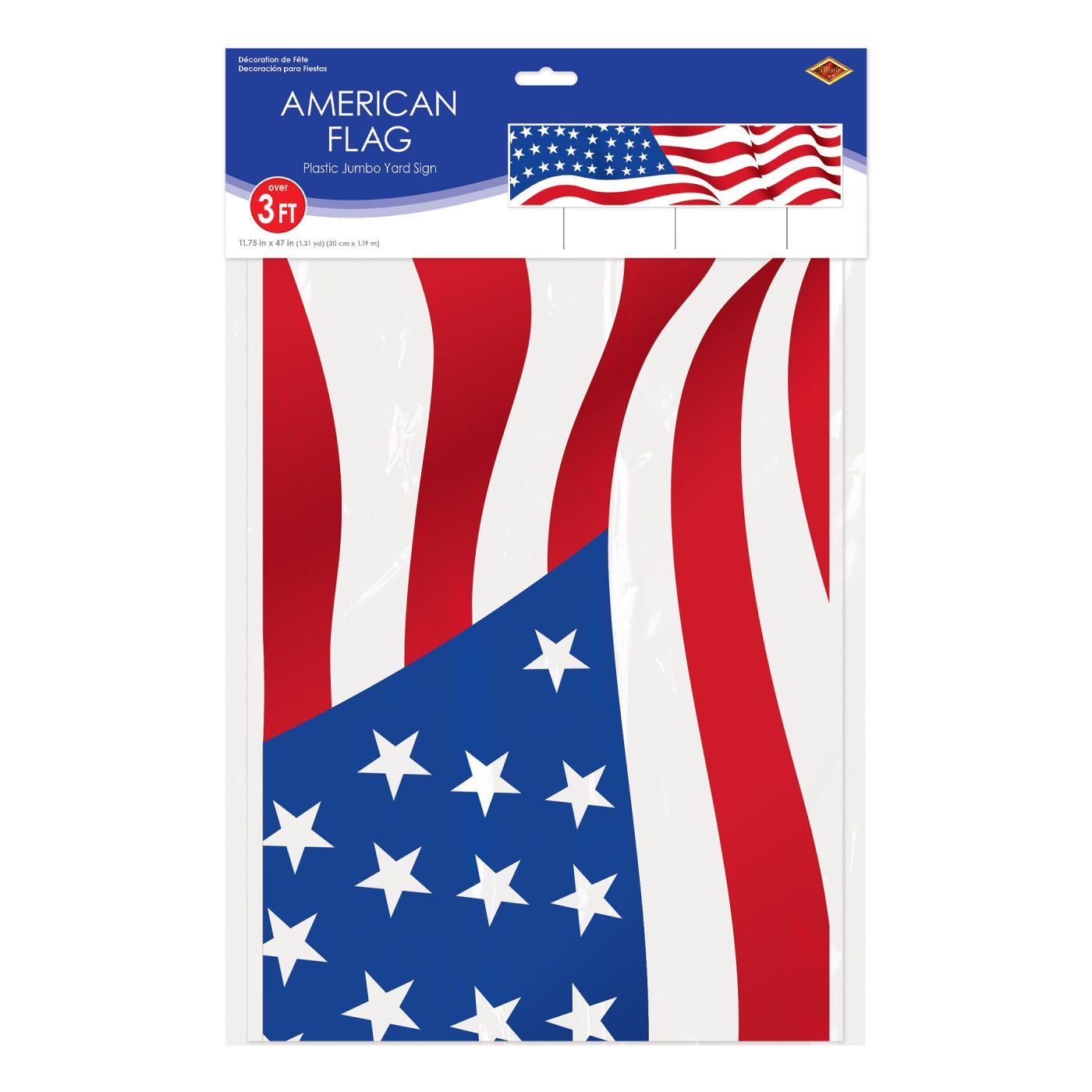 Plastic Jumbo American Flag Yard Sign (6) image