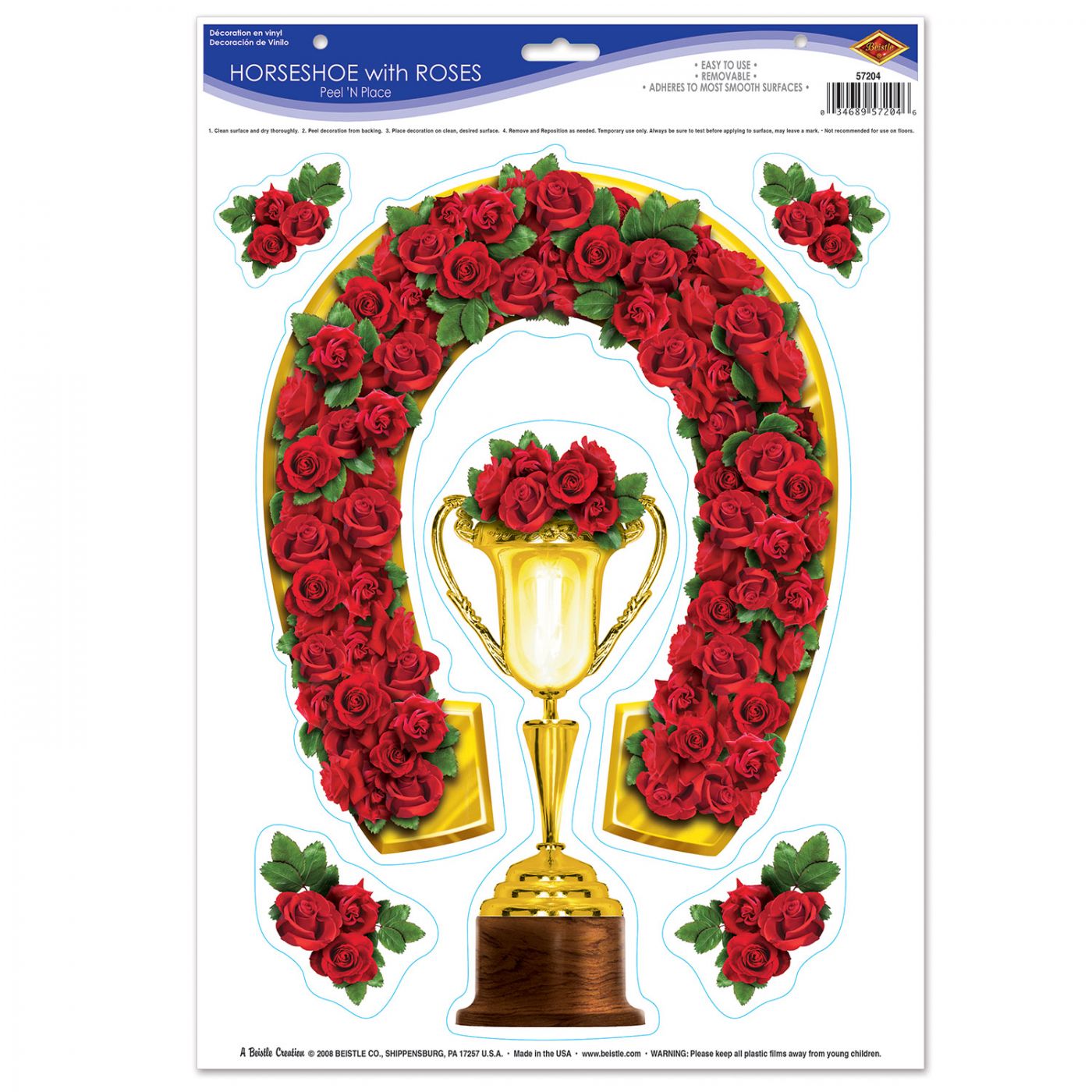 Horseshoe w/Roses Peel 'N Place (12) image