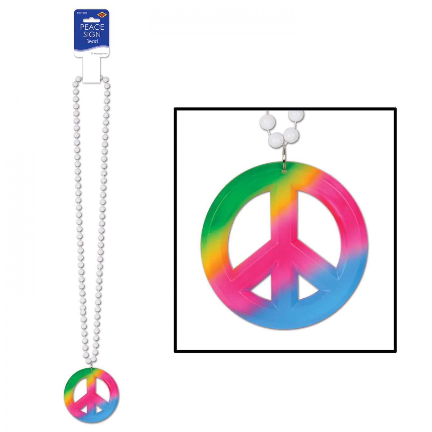 Beads w/Tie-Dyed Peace Sign Medallion image
