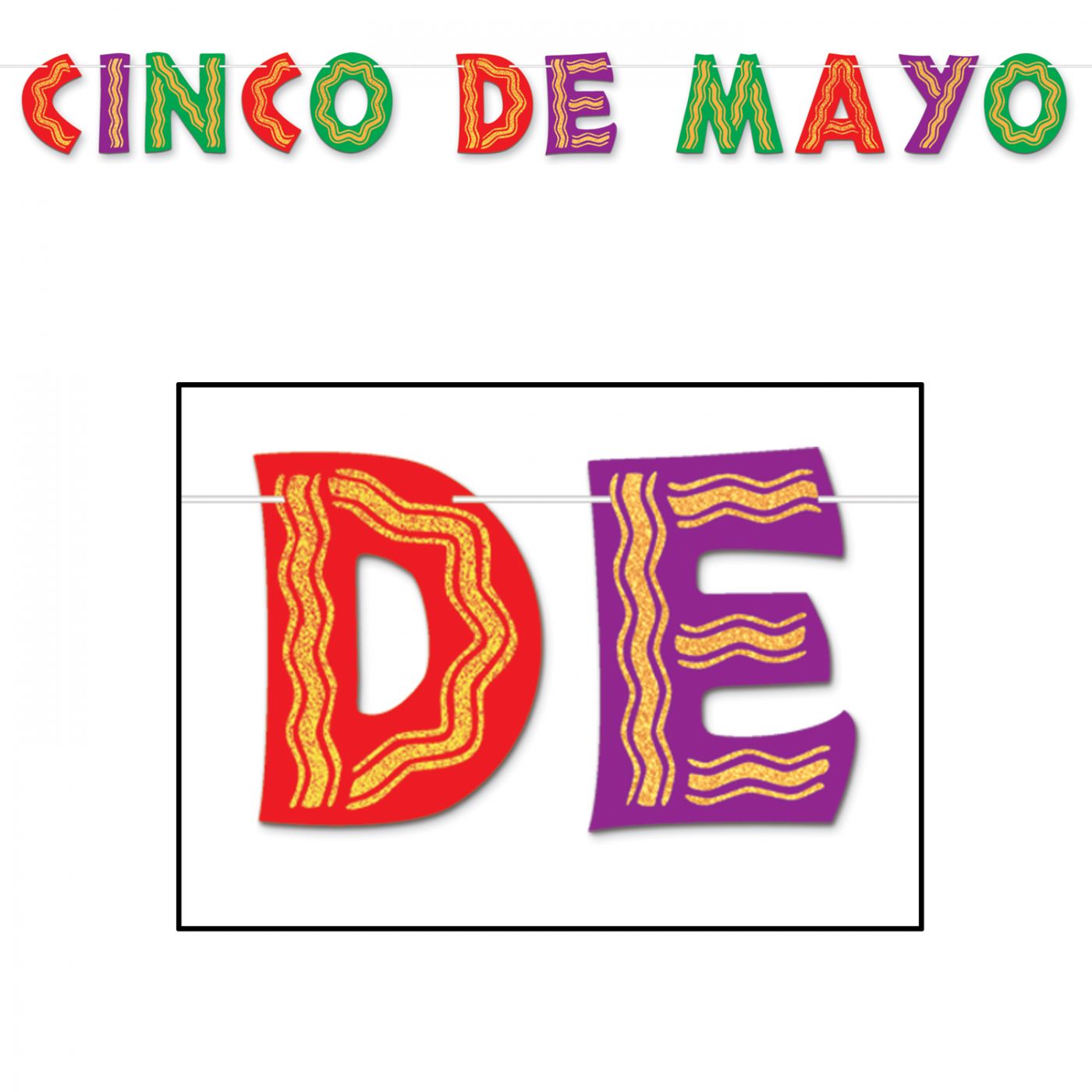Glittered Cinco De Mayo Streamer image