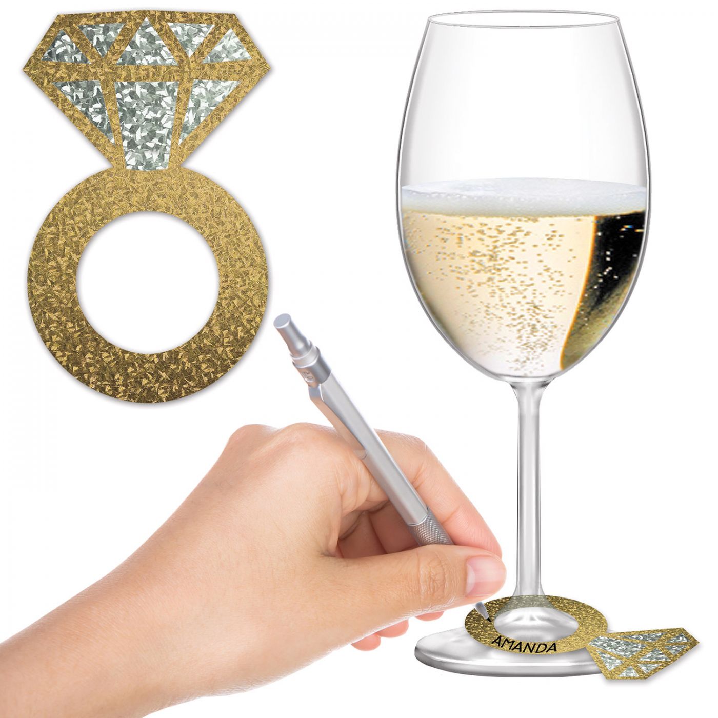 Diamond Ring Wine Glass Markers image