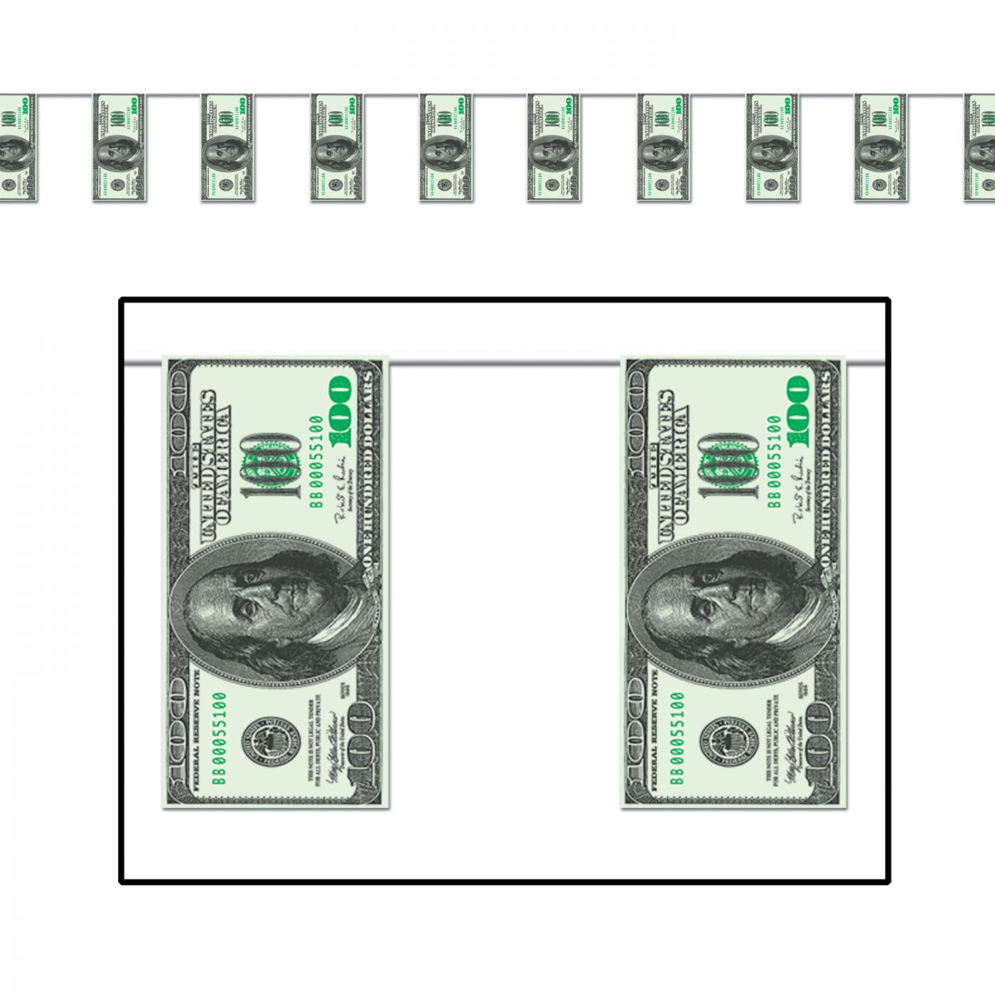 Image of $100 Bill Pennant Banner