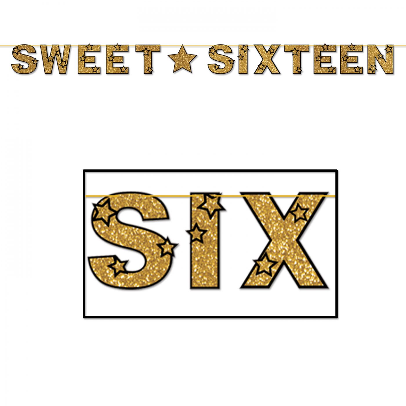 Glittered Sweet Sixteen Streamer image