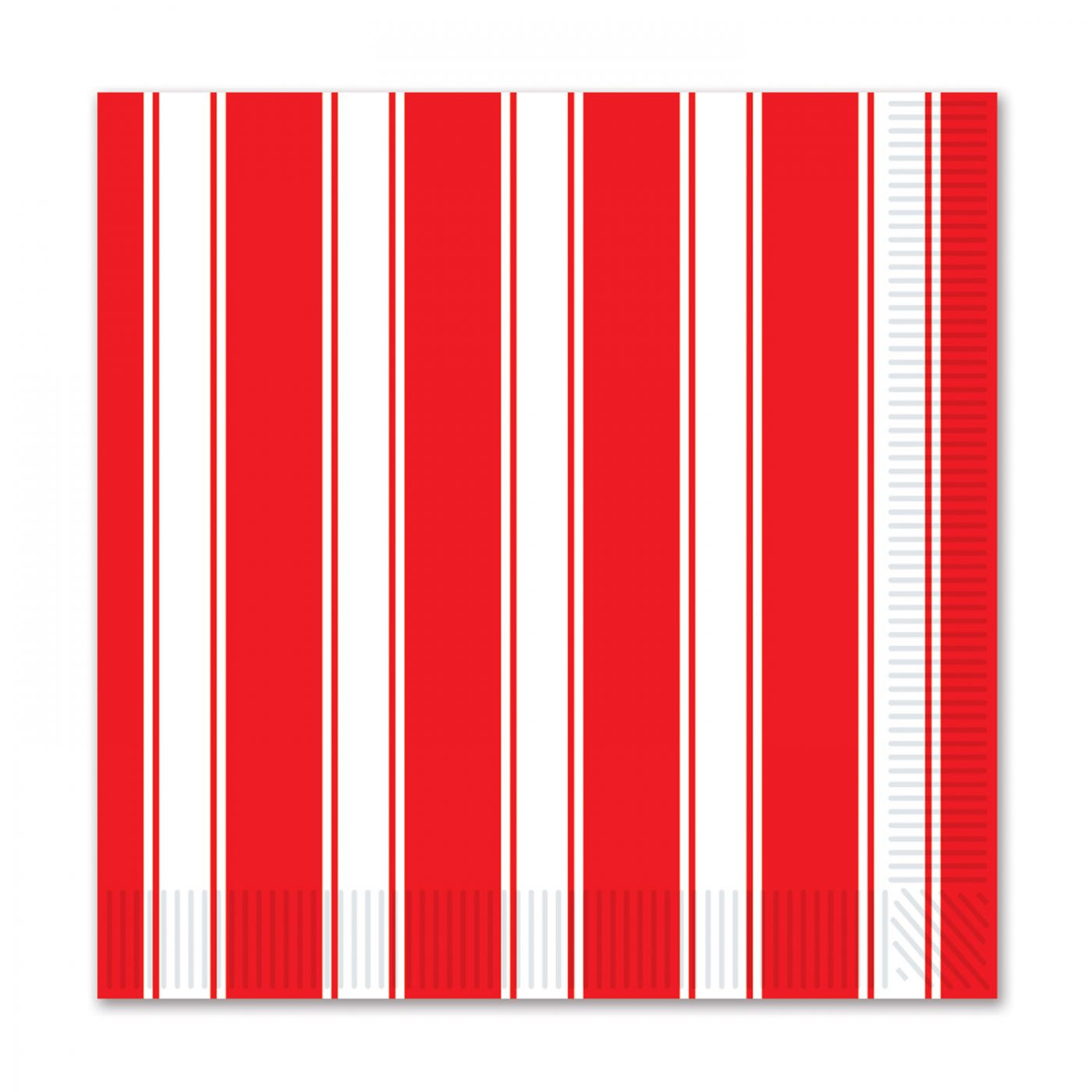 Red & White Stripes Beverage Napkins (12) image