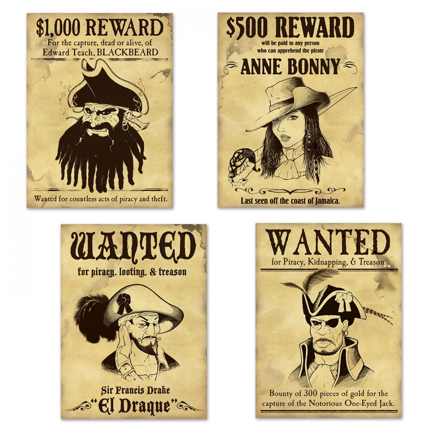 Pirate Wanted Sign Cutouts (12) image